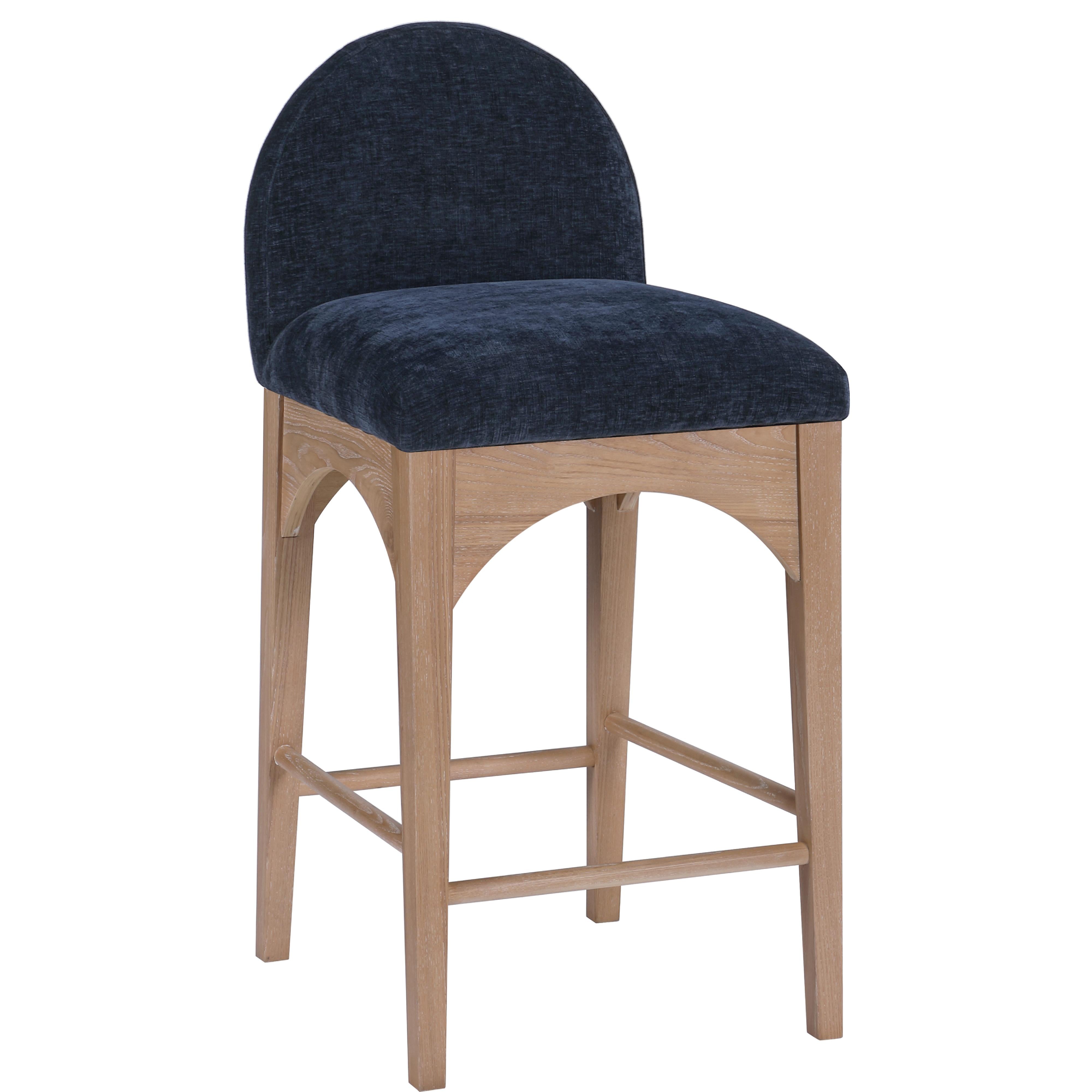 Meridian Waldorf Navy Chenille Fabric Stool