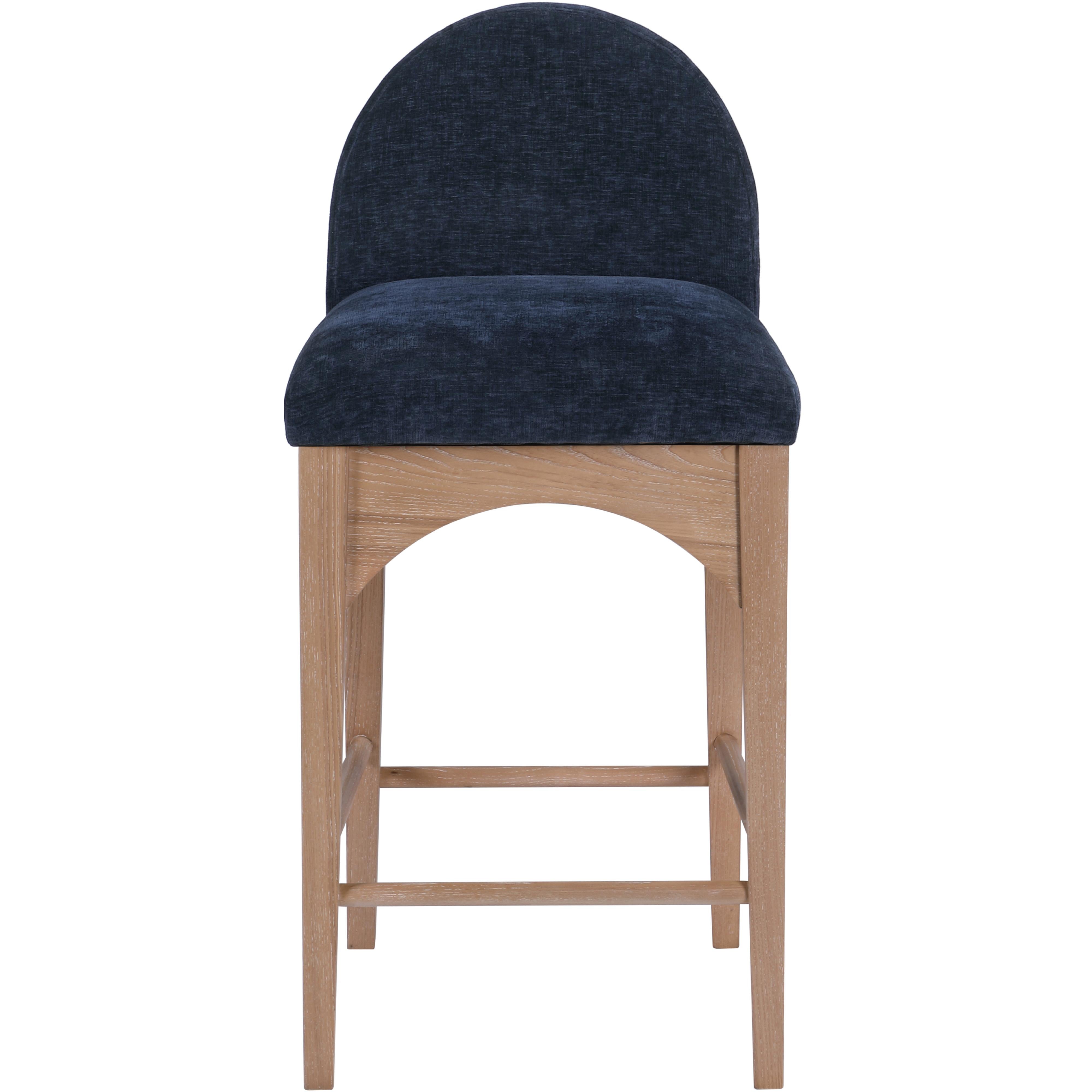 Meridian Waldorf Navy Chenille Fabric Stool