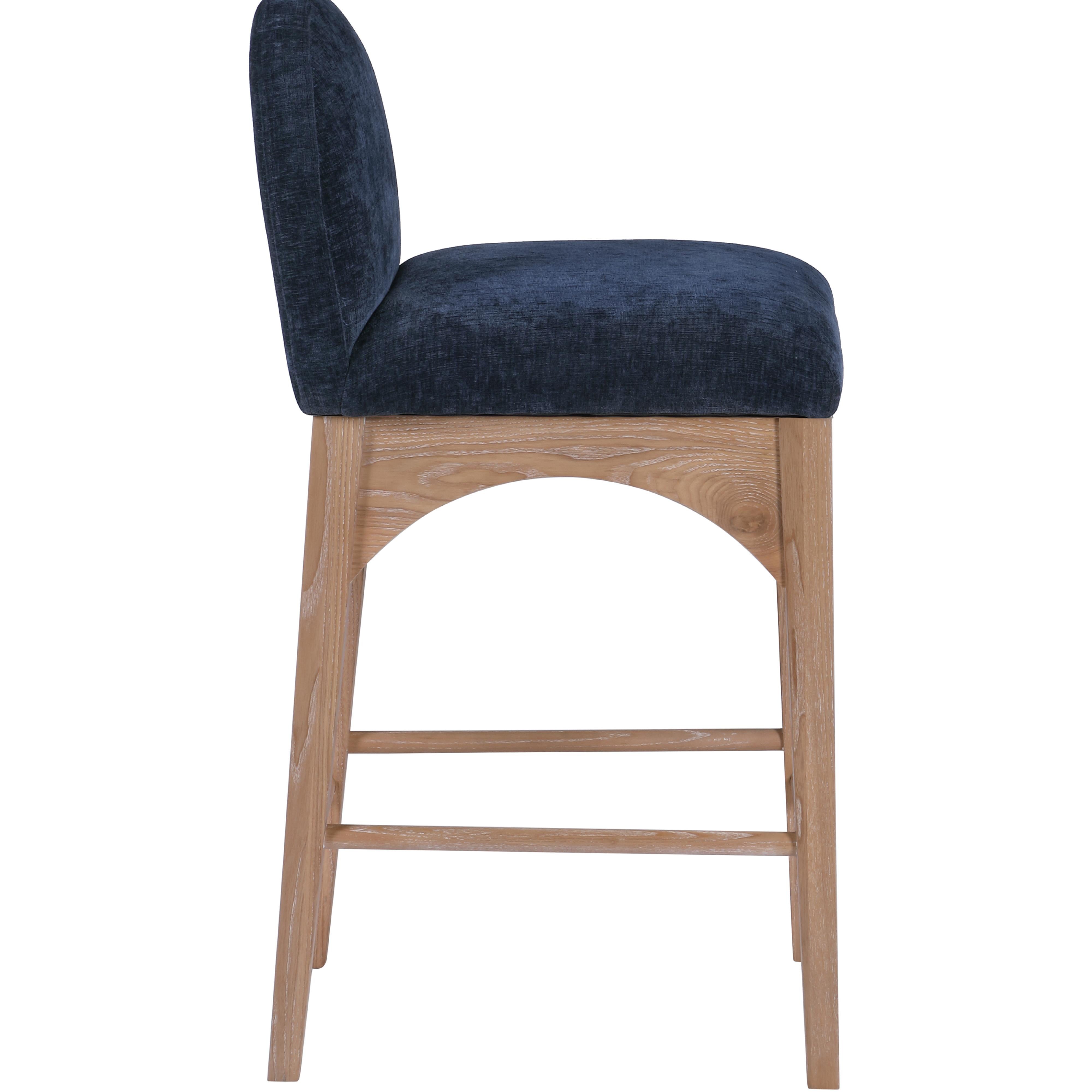 Meridian Waldorf Navy Chenille Fabric Stool