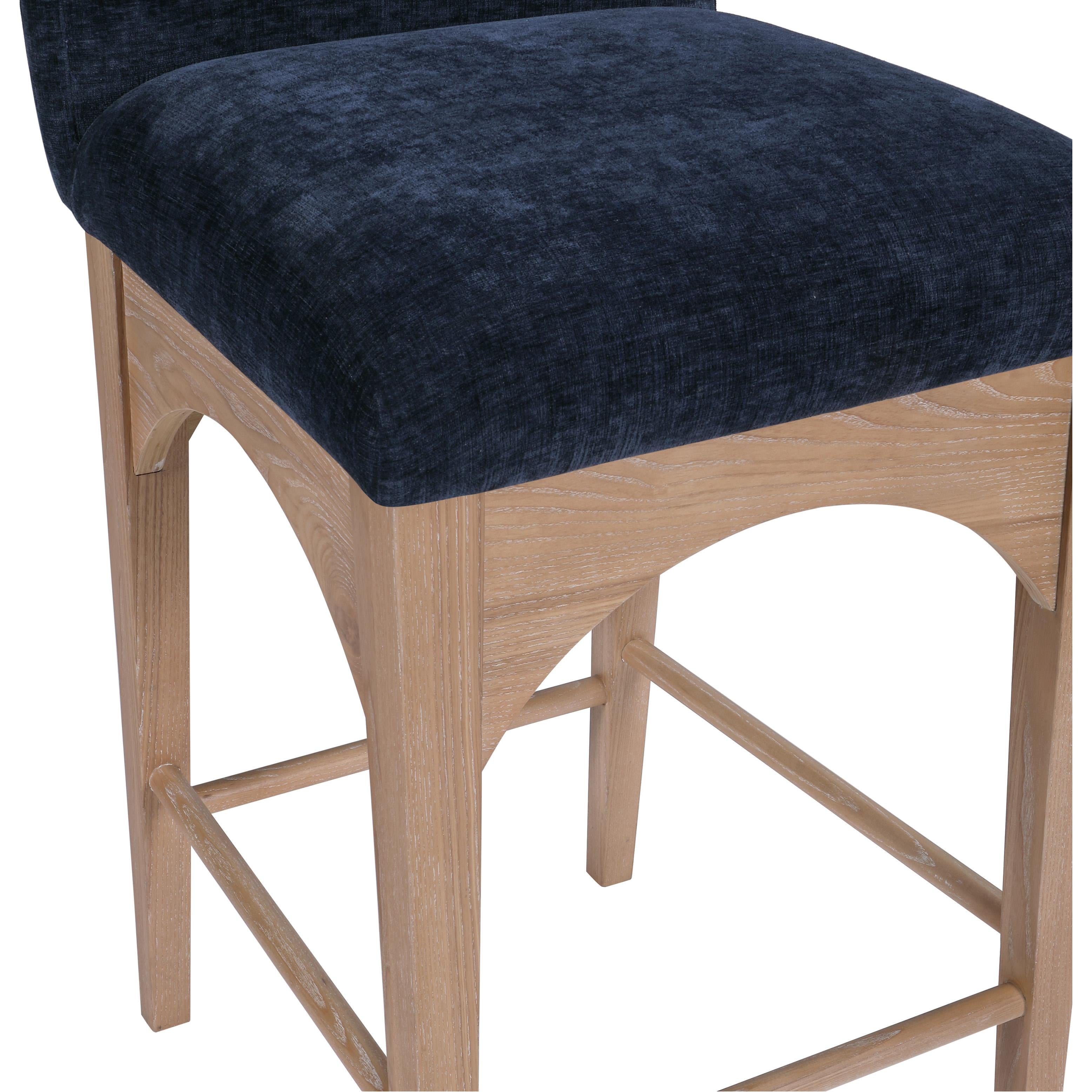 Meridian Waldorf Navy Chenille Fabric Stool