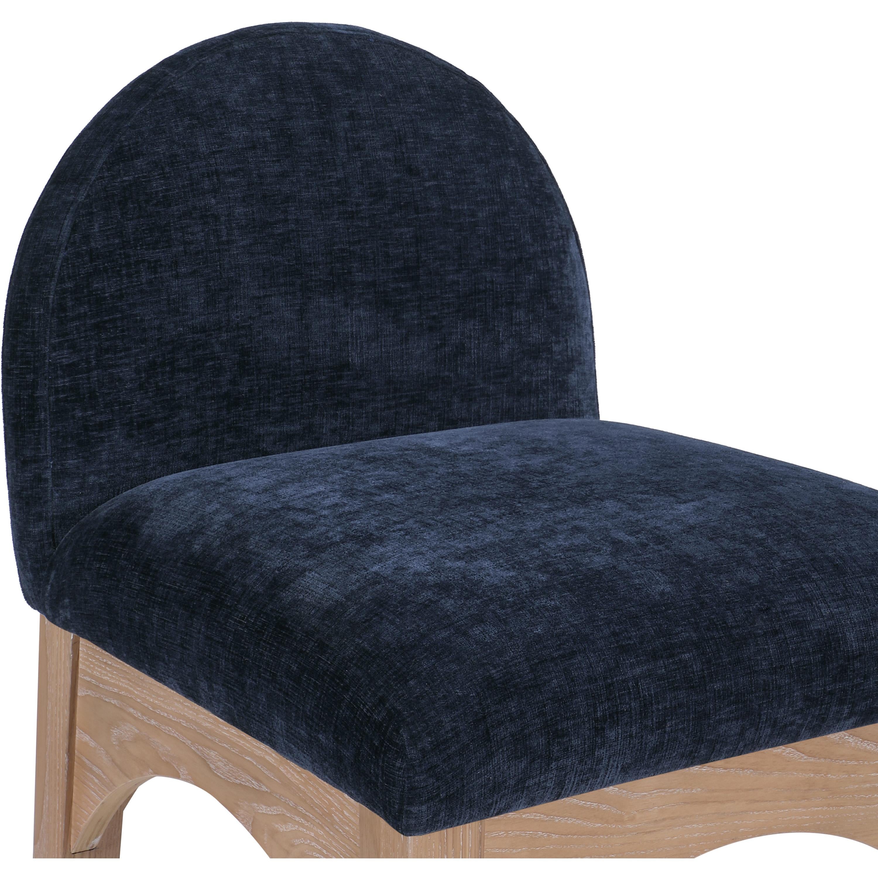 Meridian Waldorf Navy Chenille Fabric Stool