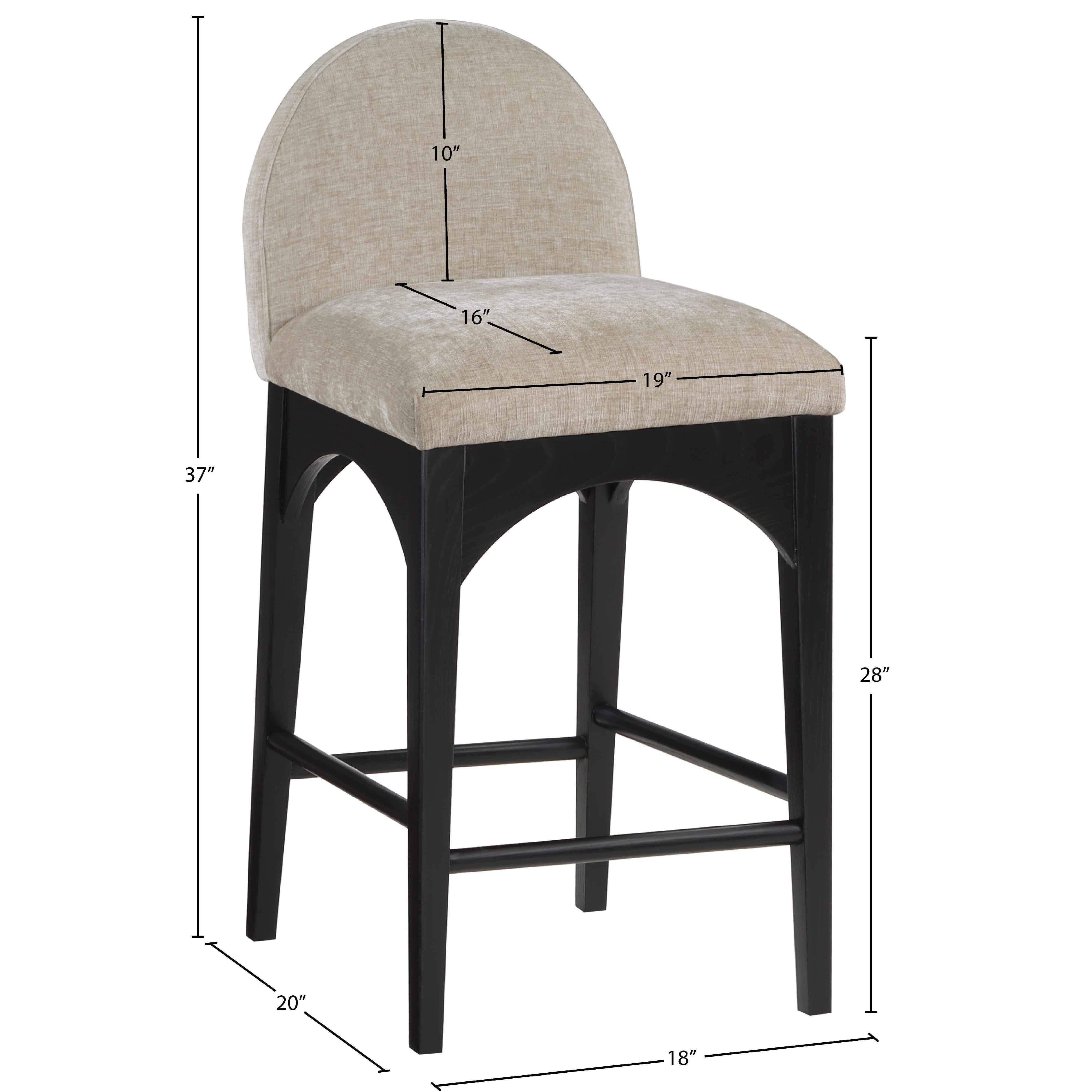 Meridian Waldorf Beige Chenille Fabric Stool