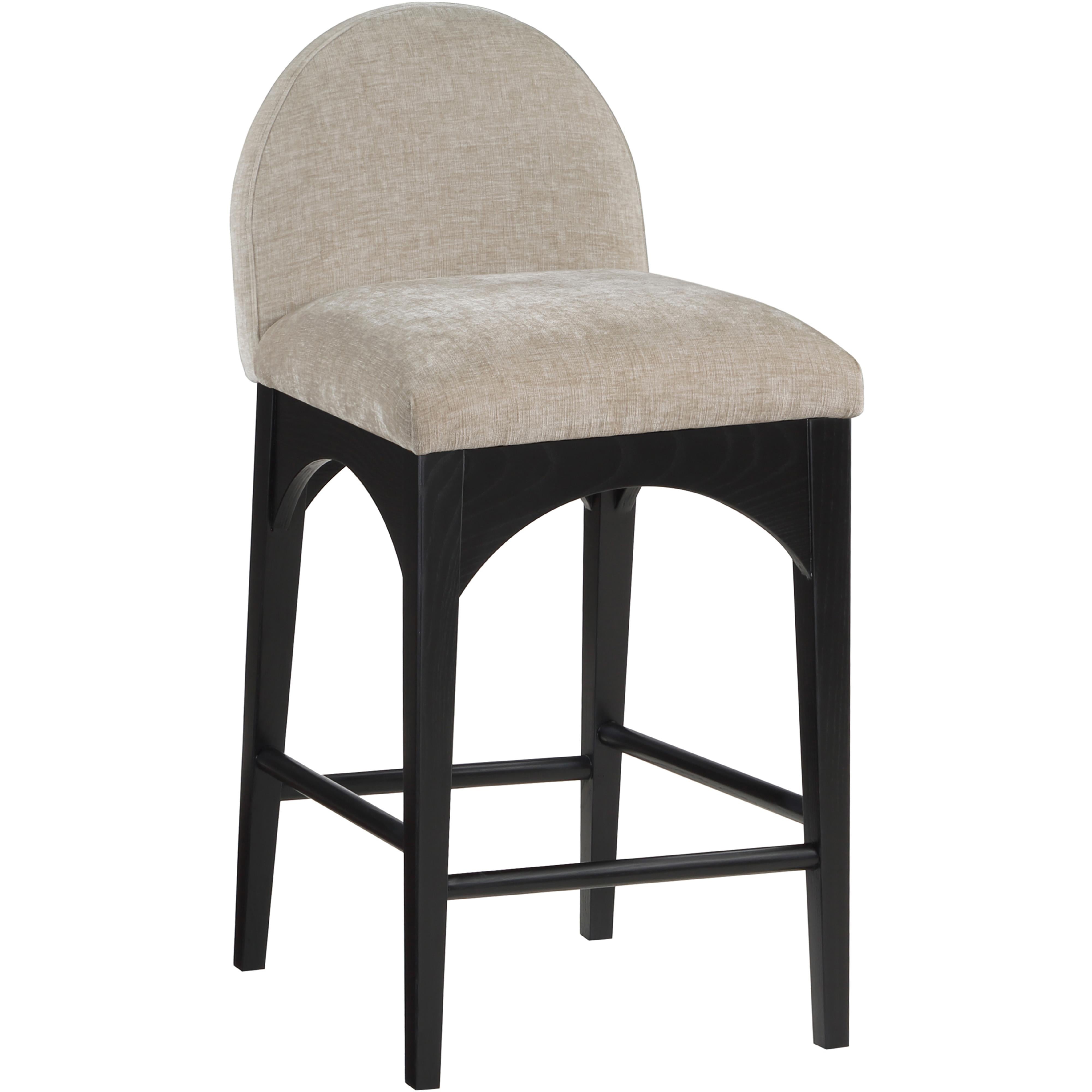 Meridian Waldorf Beige Chenille Fabric Stool