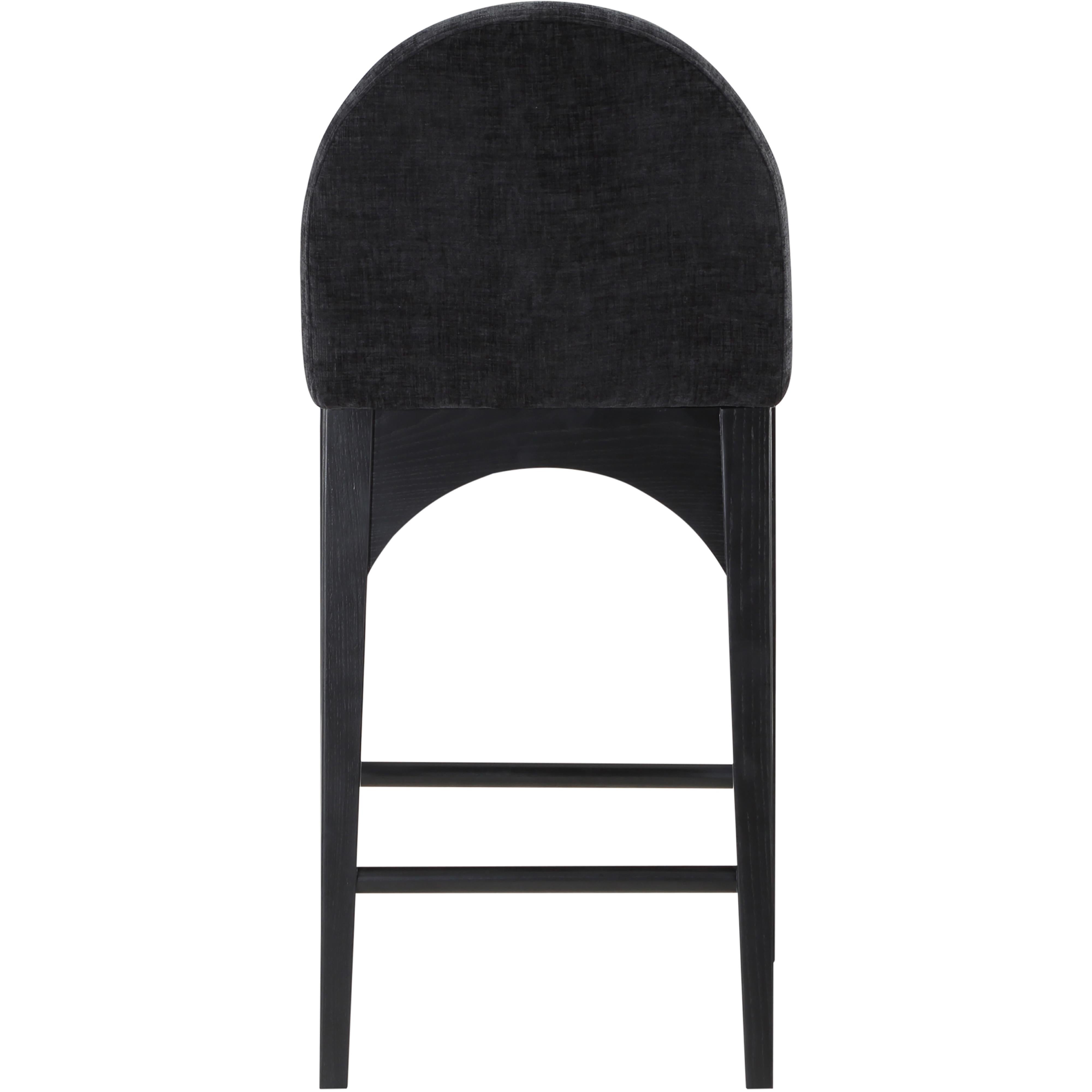 Meridian Waldorf Black Chenille Fabric Stool