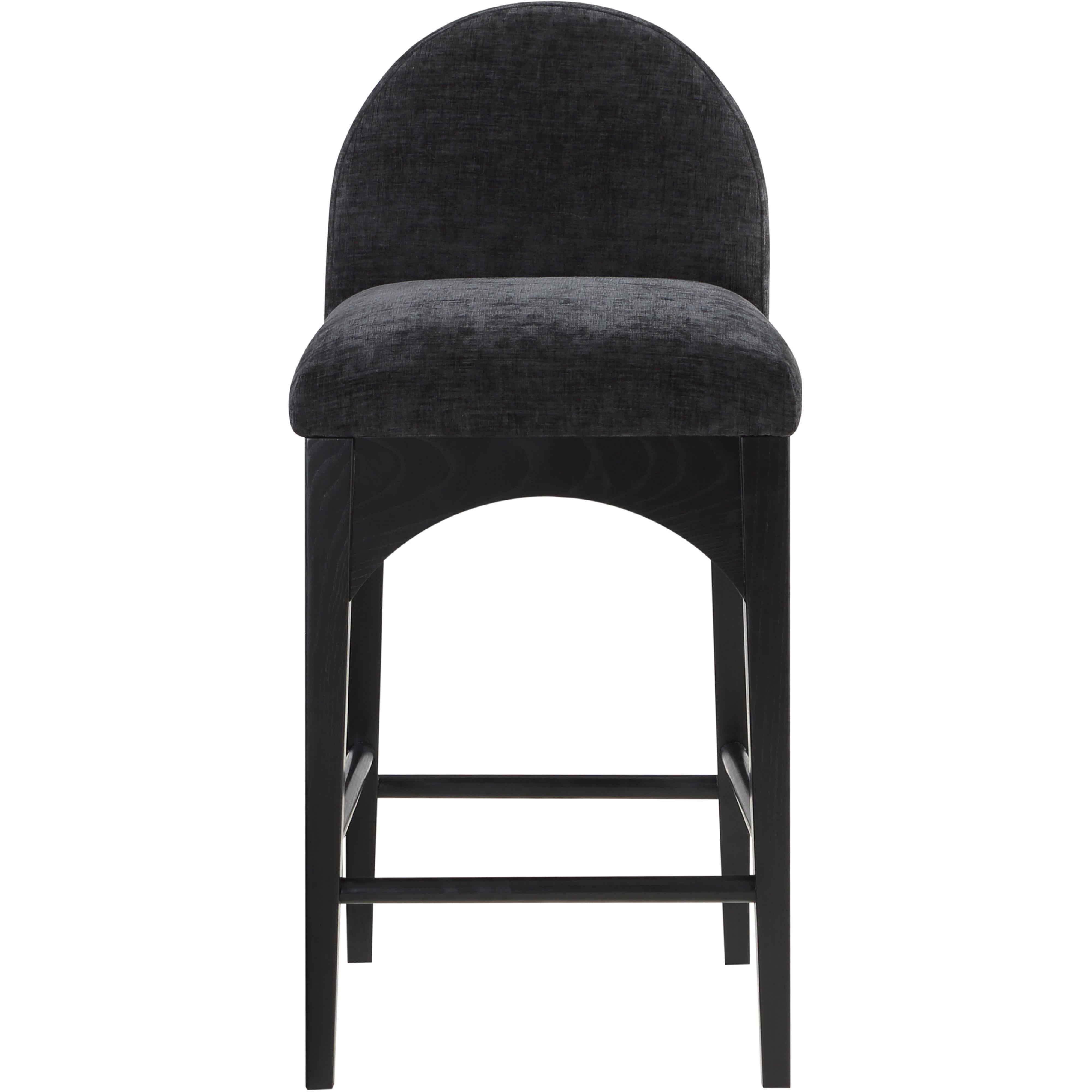 Meridian Waldorf Black Chenille Fabric Stool