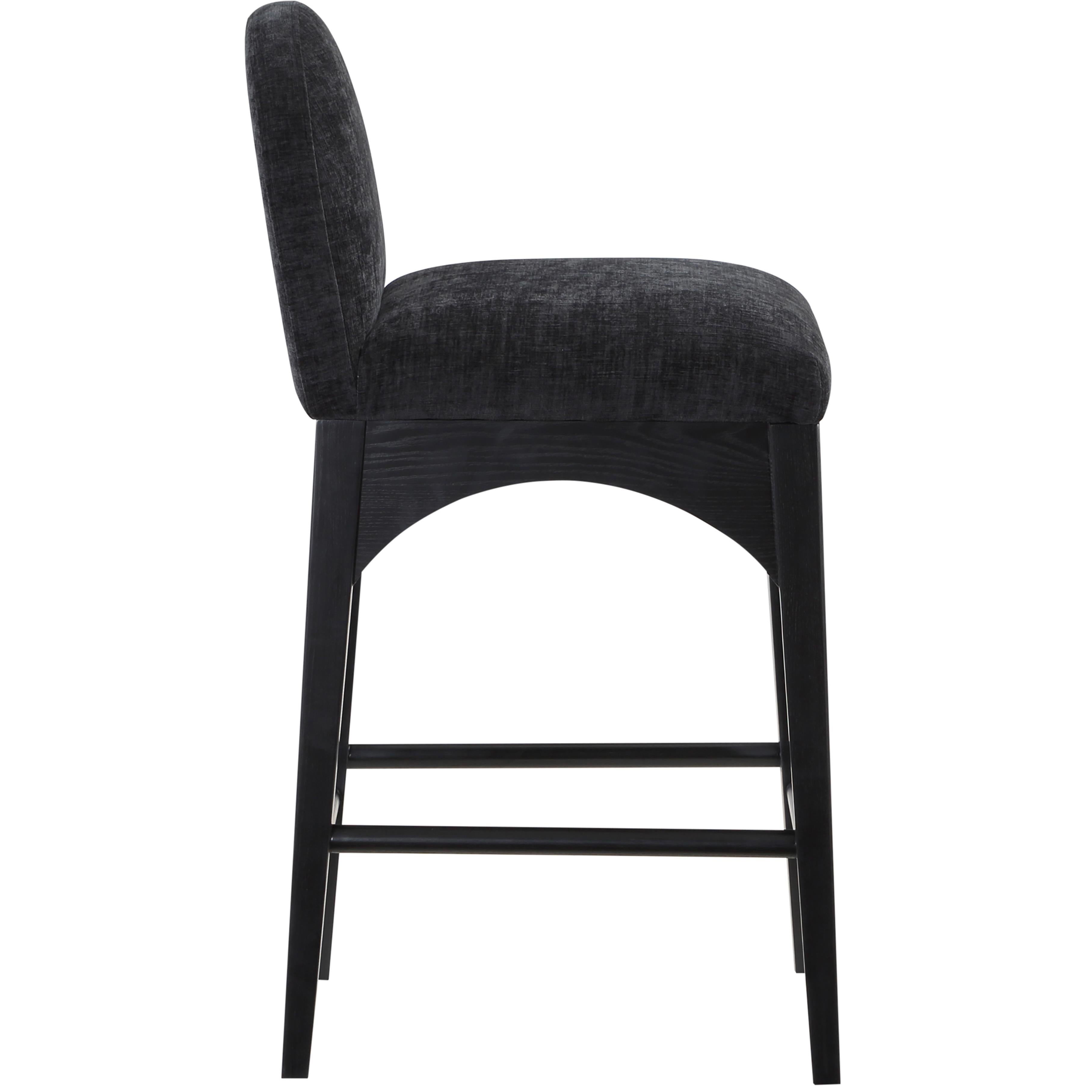 Meridian Waldorf Black Chenille Fabric Stool