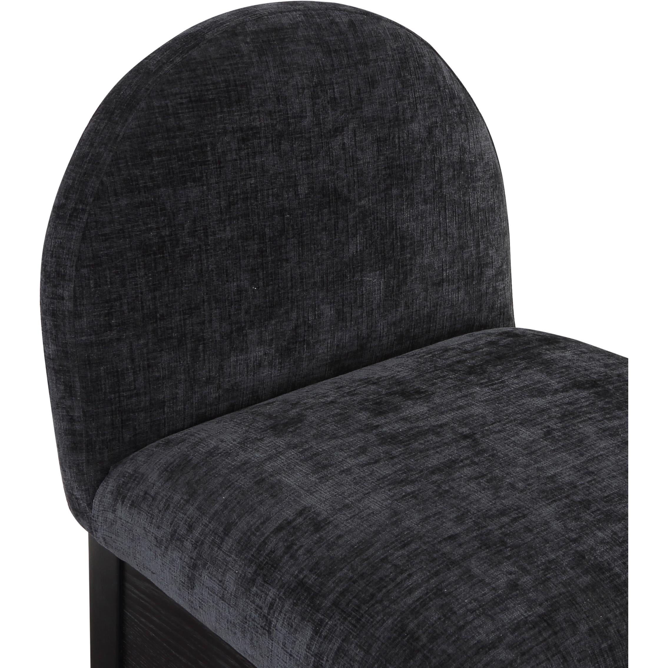 Meridian Waldorf Black Chenille Fabric Stool