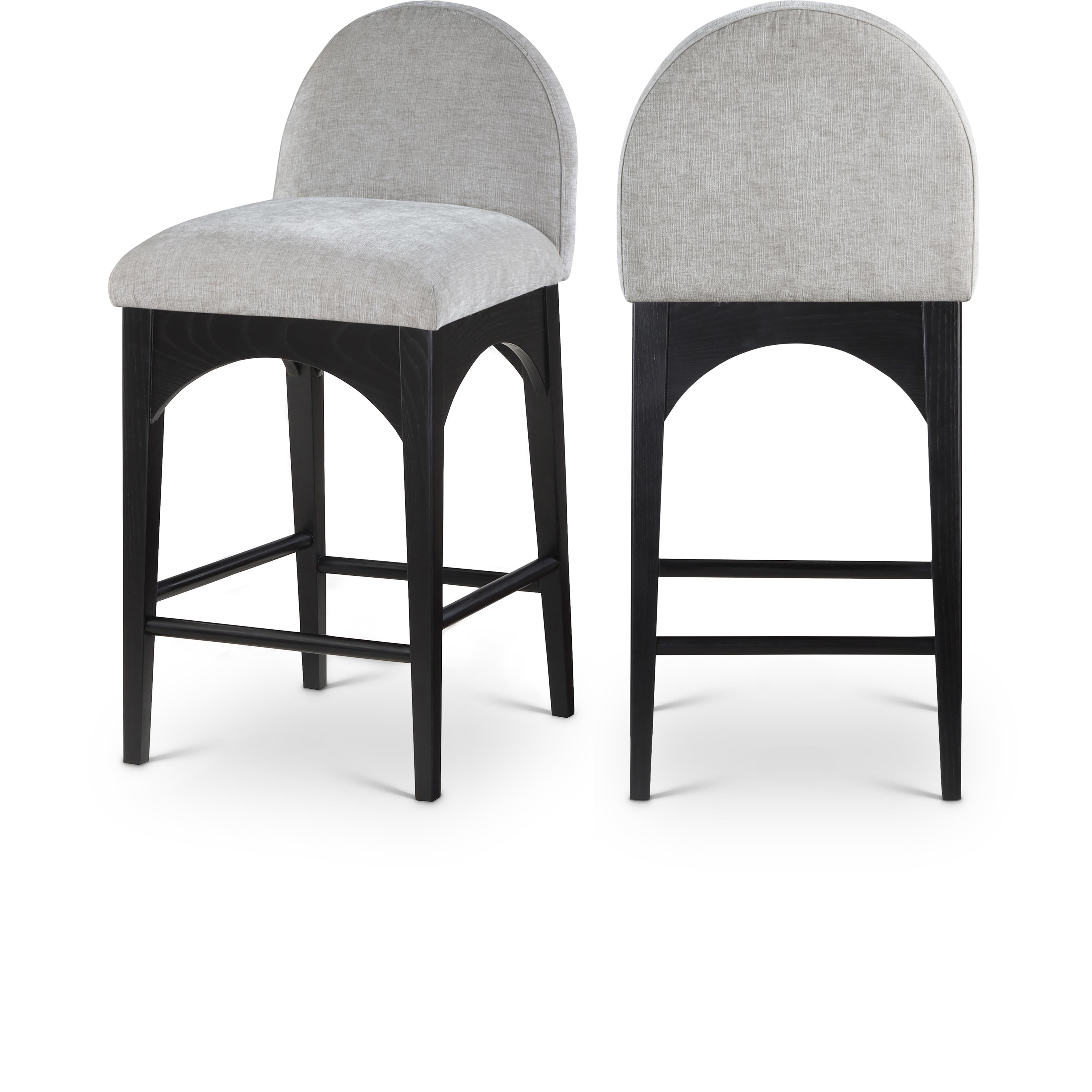 Meridian Waldorf Grey Chenille Fabric Stool