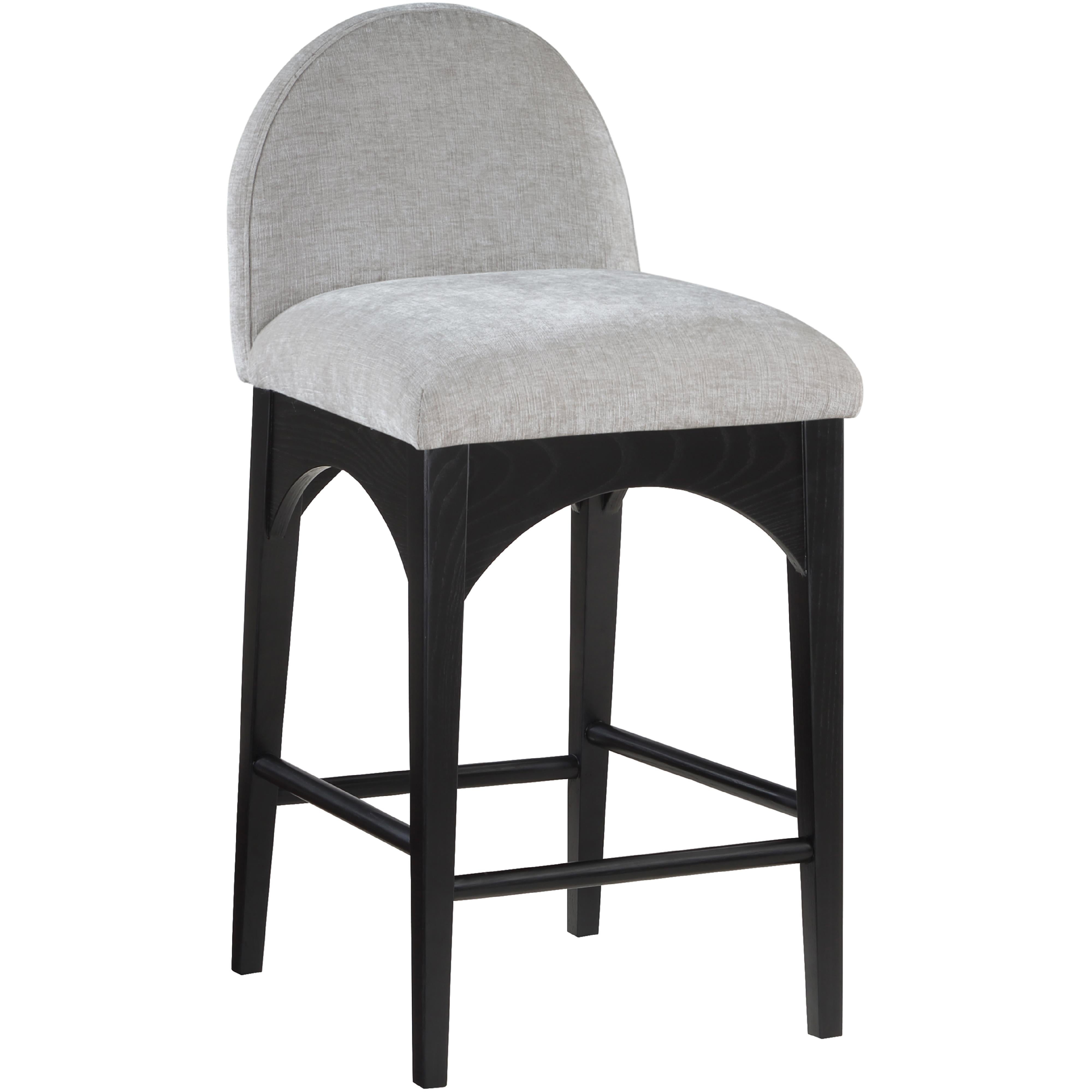 Meridian Waldorf Grey Chenille Fabric Stool