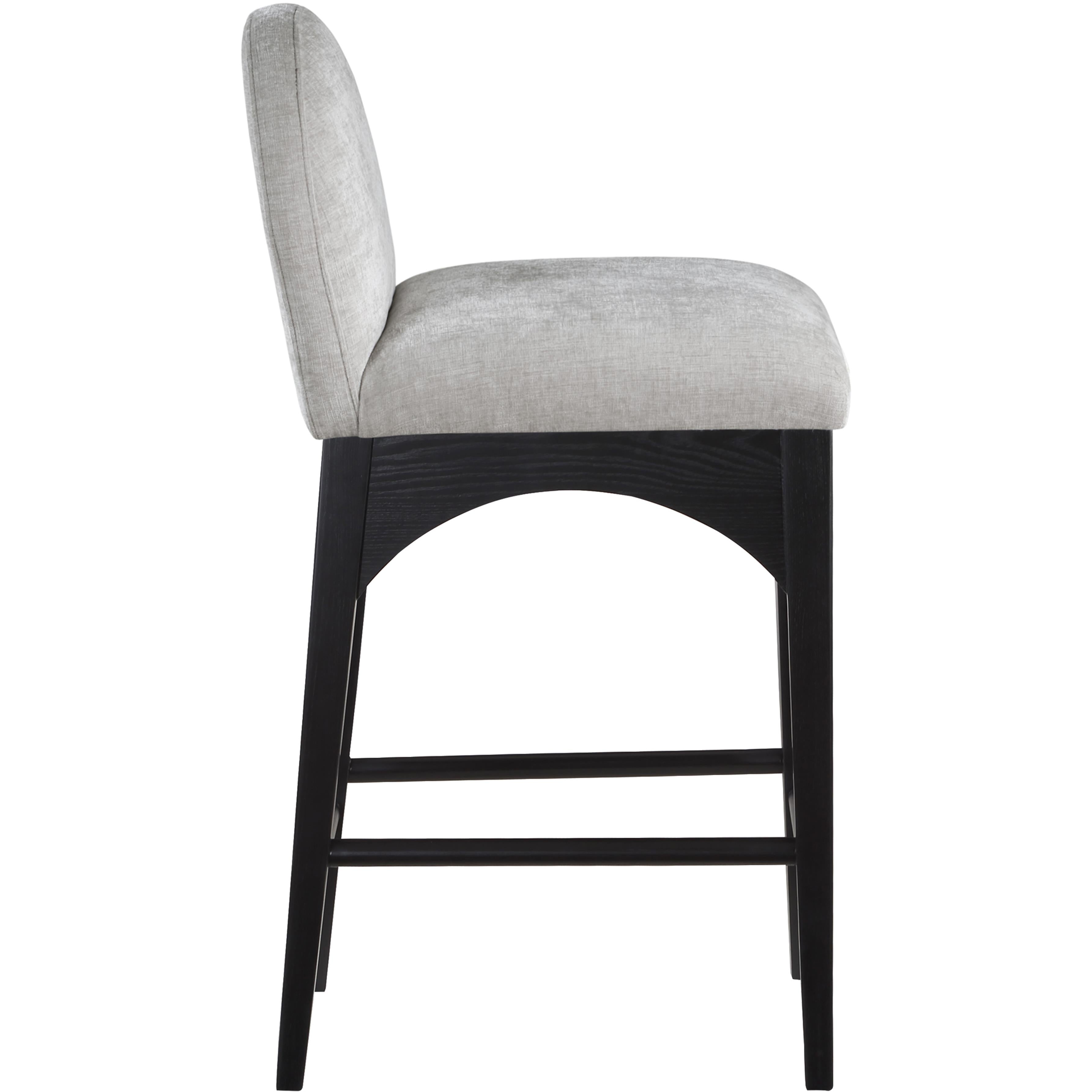 Meridian Waldorf Grey Chenille Fabric Stool