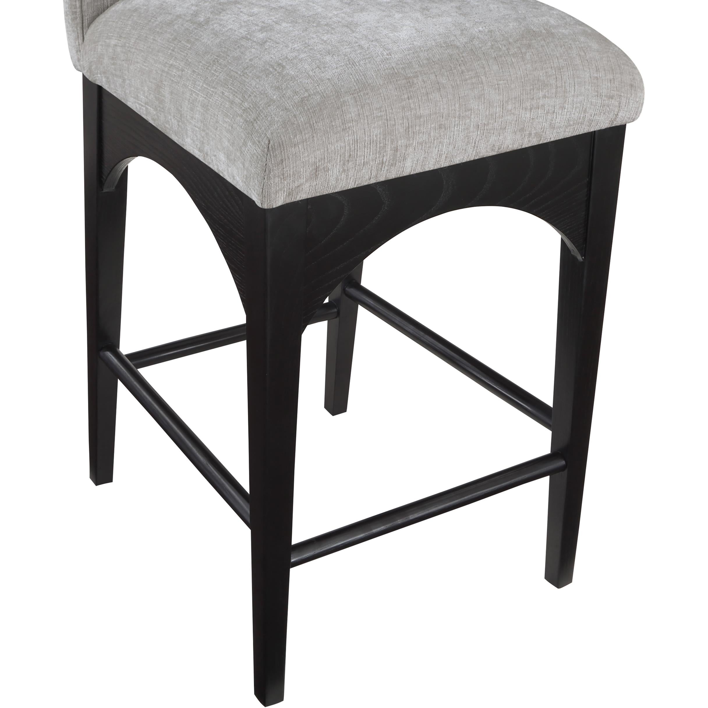 Meridian Waldorf Grey Chenille Fabric Stool