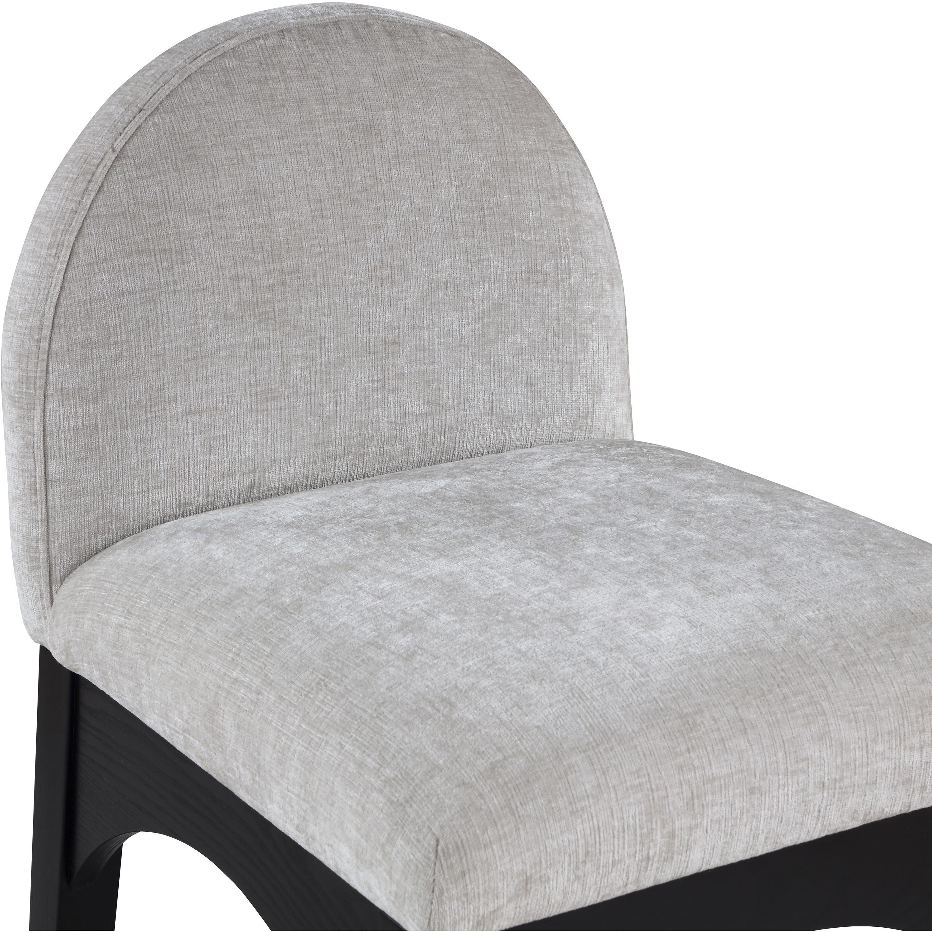 Meridian Waldorf Grey Chenille Fabric Stool