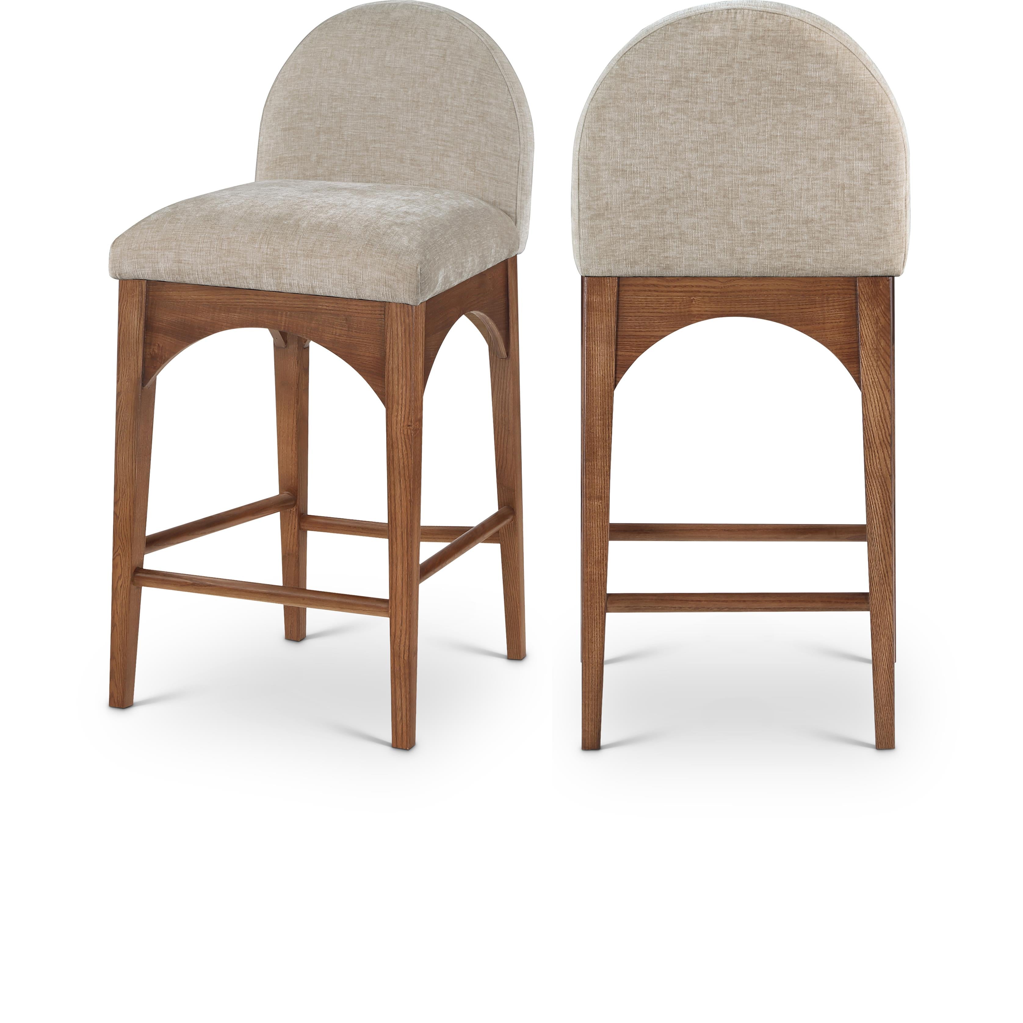 Meridian Waldorf Beige Chenille Fabric Stool