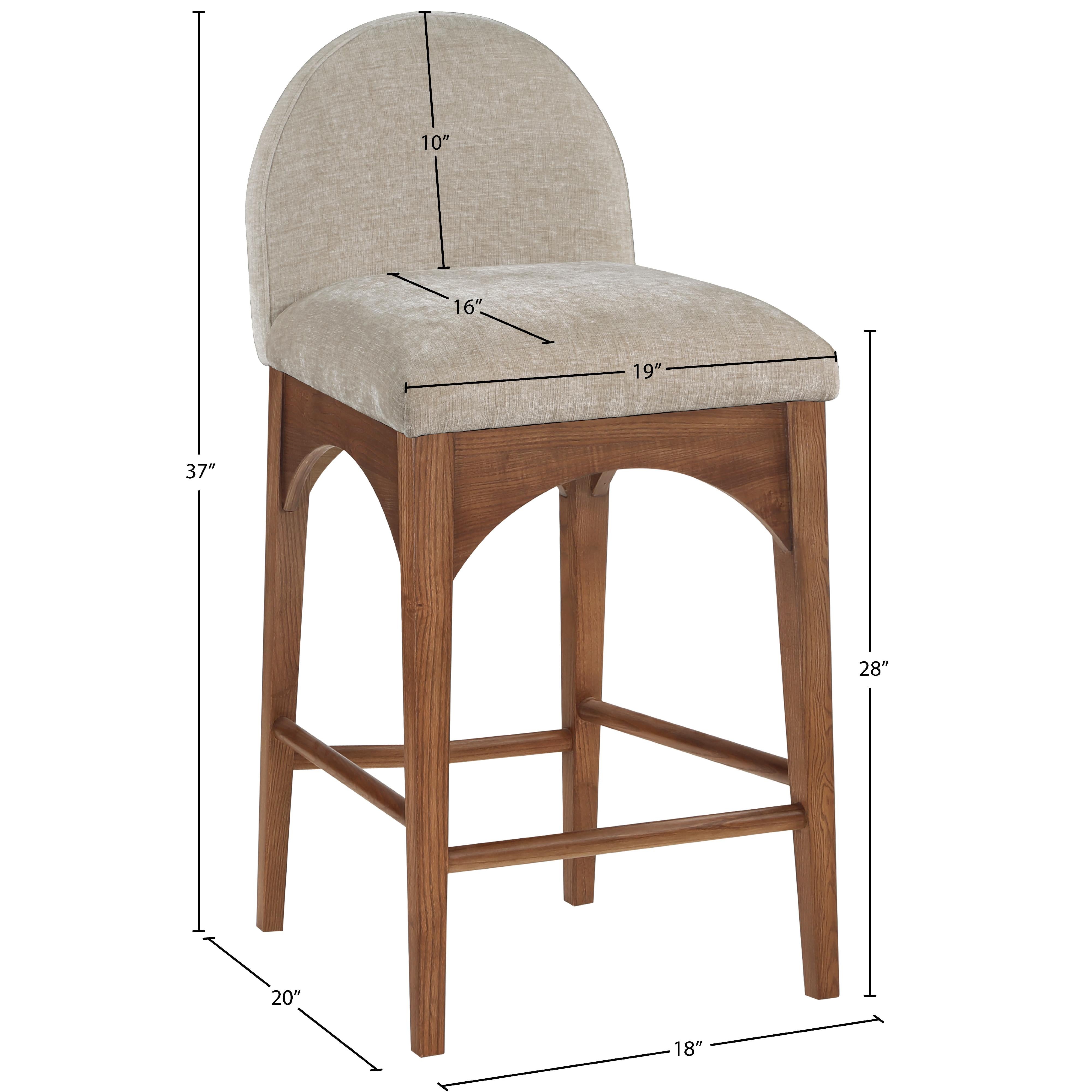 Meridian Waldorf Beige Chenille Fabric Stool