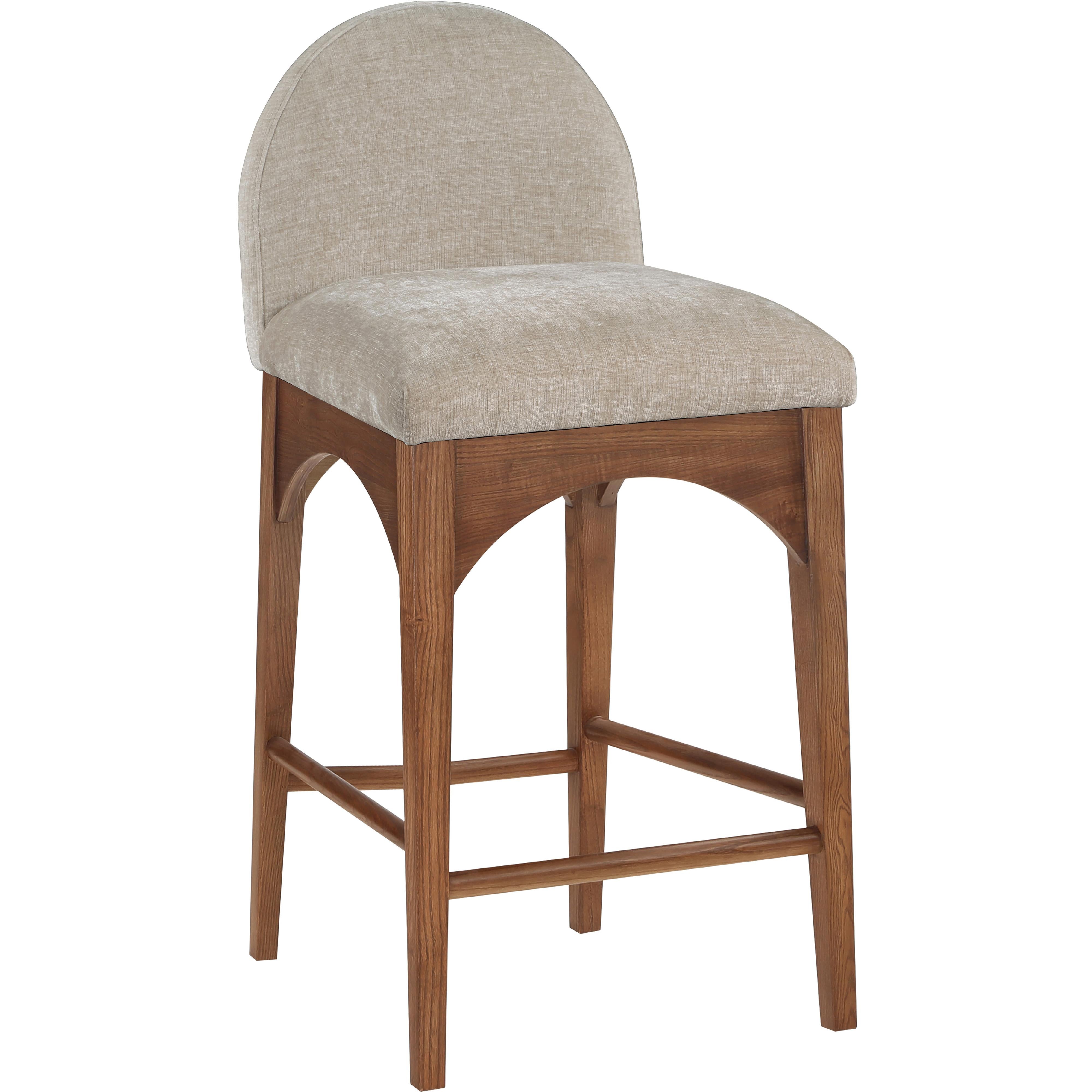 Meridian Waldorf Beige Chenille Fabric Stool