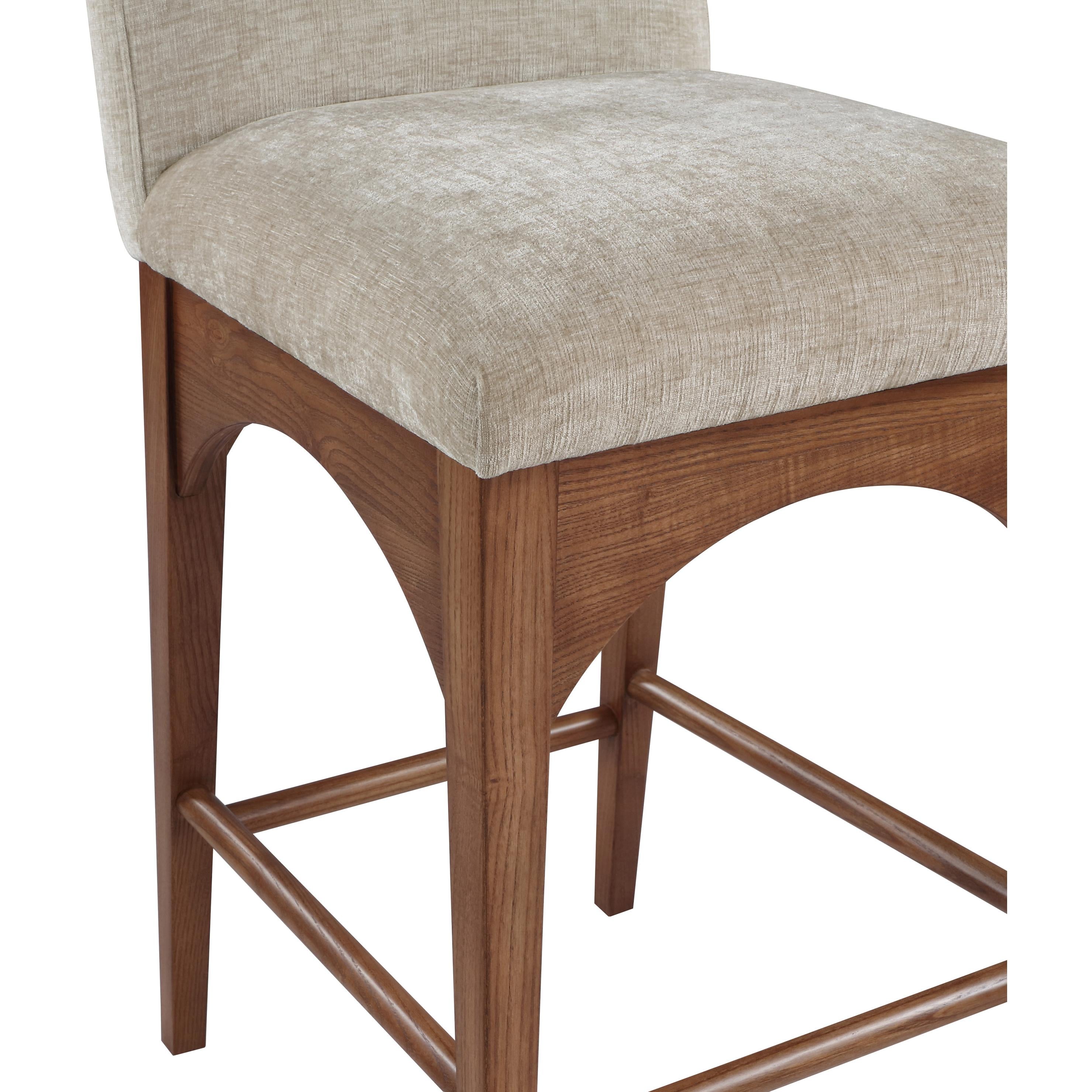 Meridian Waldorf Beige Chenille Fabric Stool