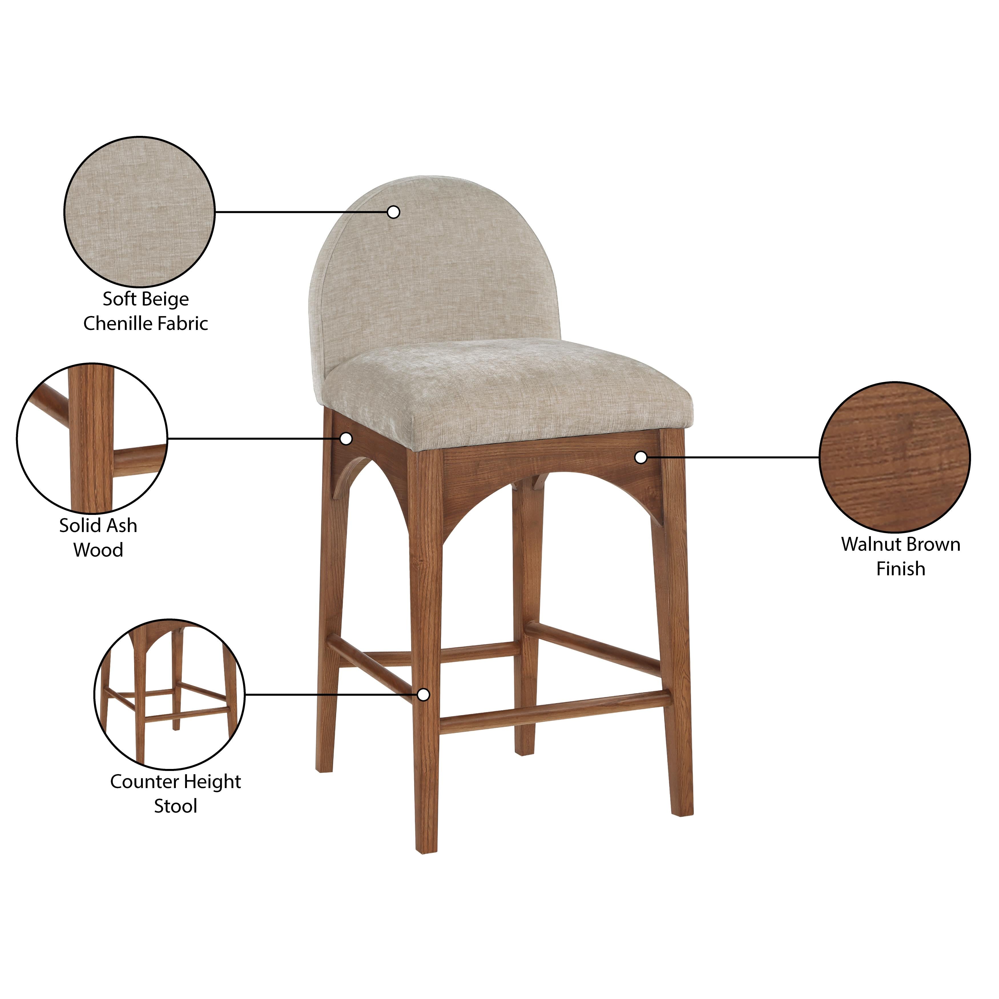 Meridian Waldorf Beige Chenille Fabric Stool