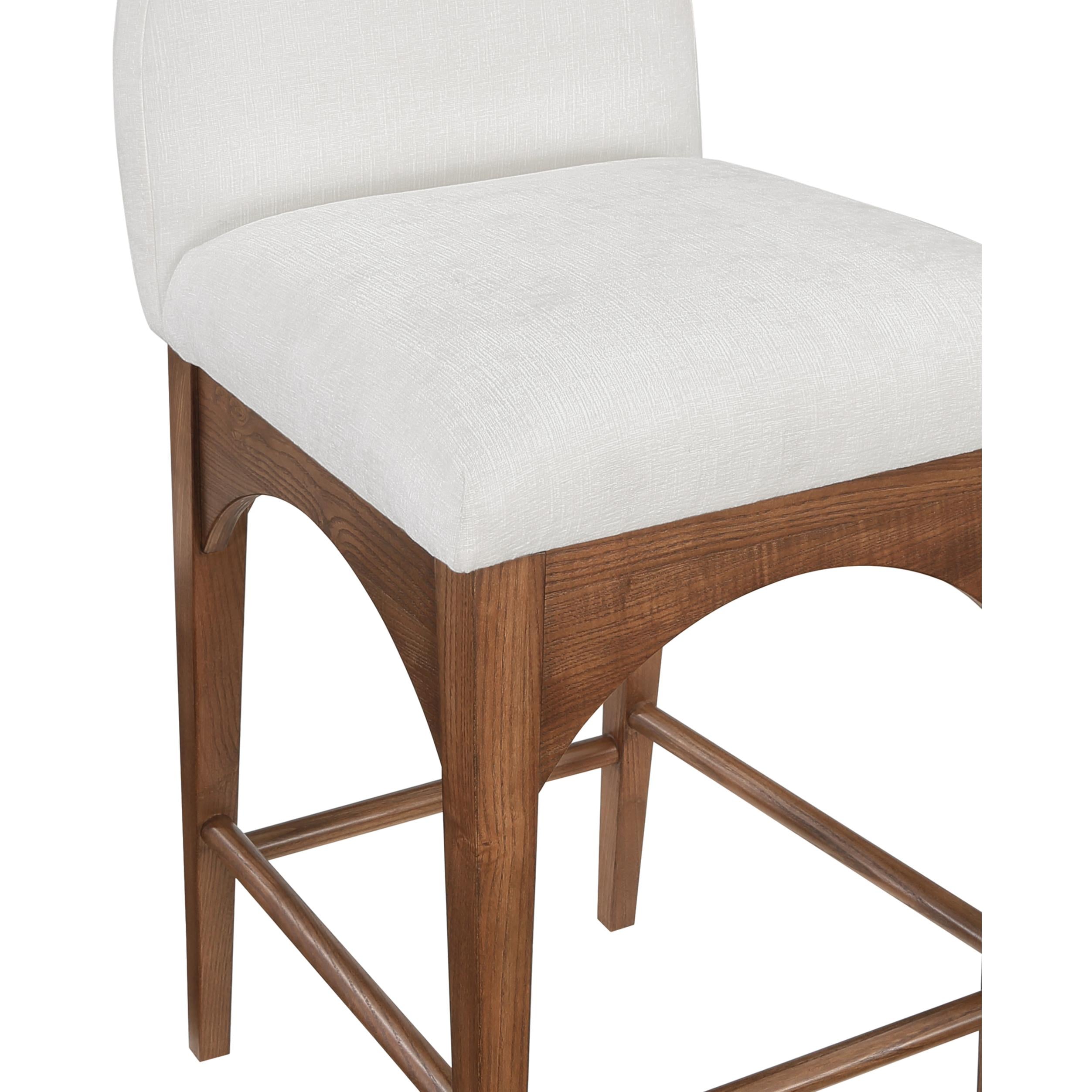 Meridian Waldorf Cream Chenille Fabric Stool