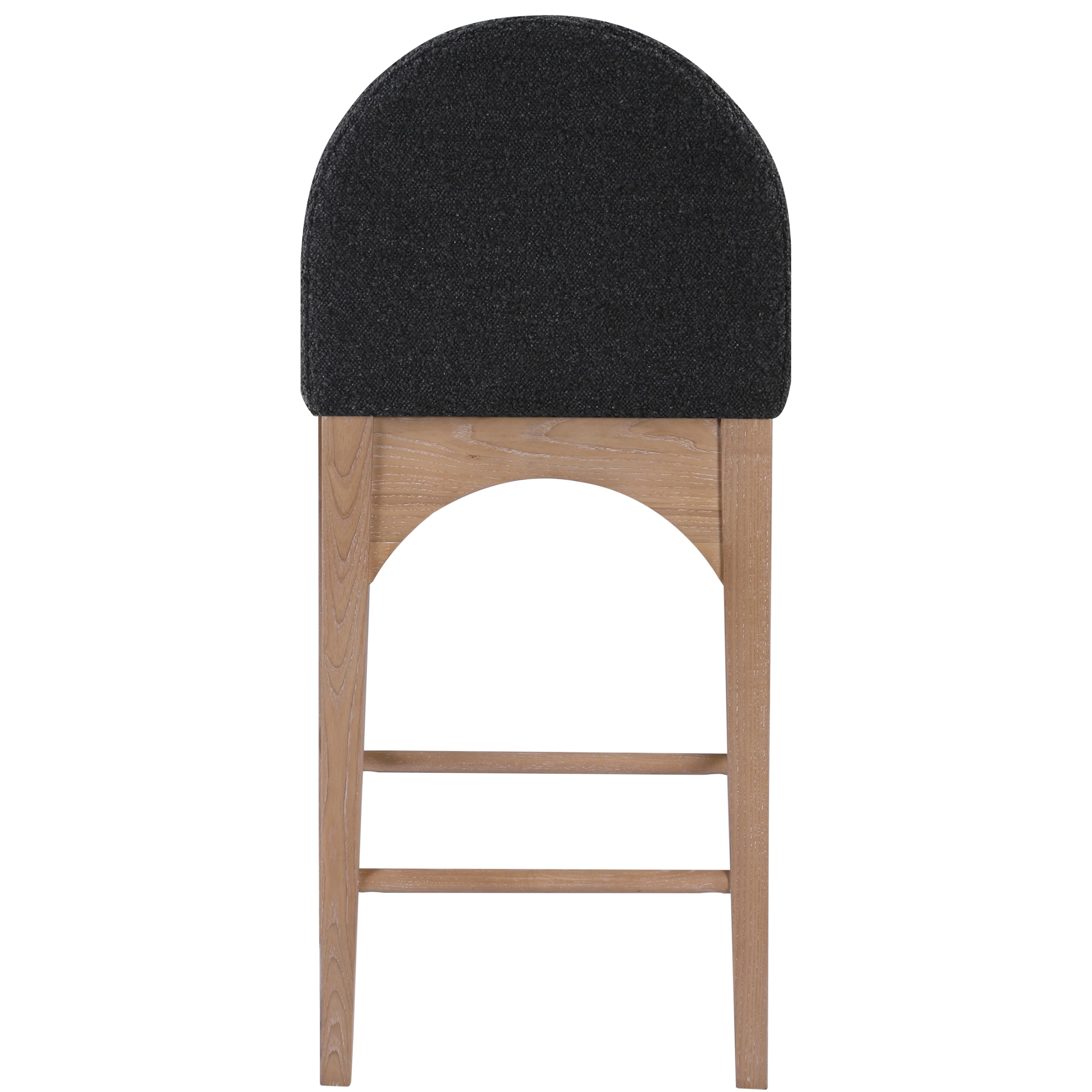 Meridian Waldorf Black Boucle Fabric Stool