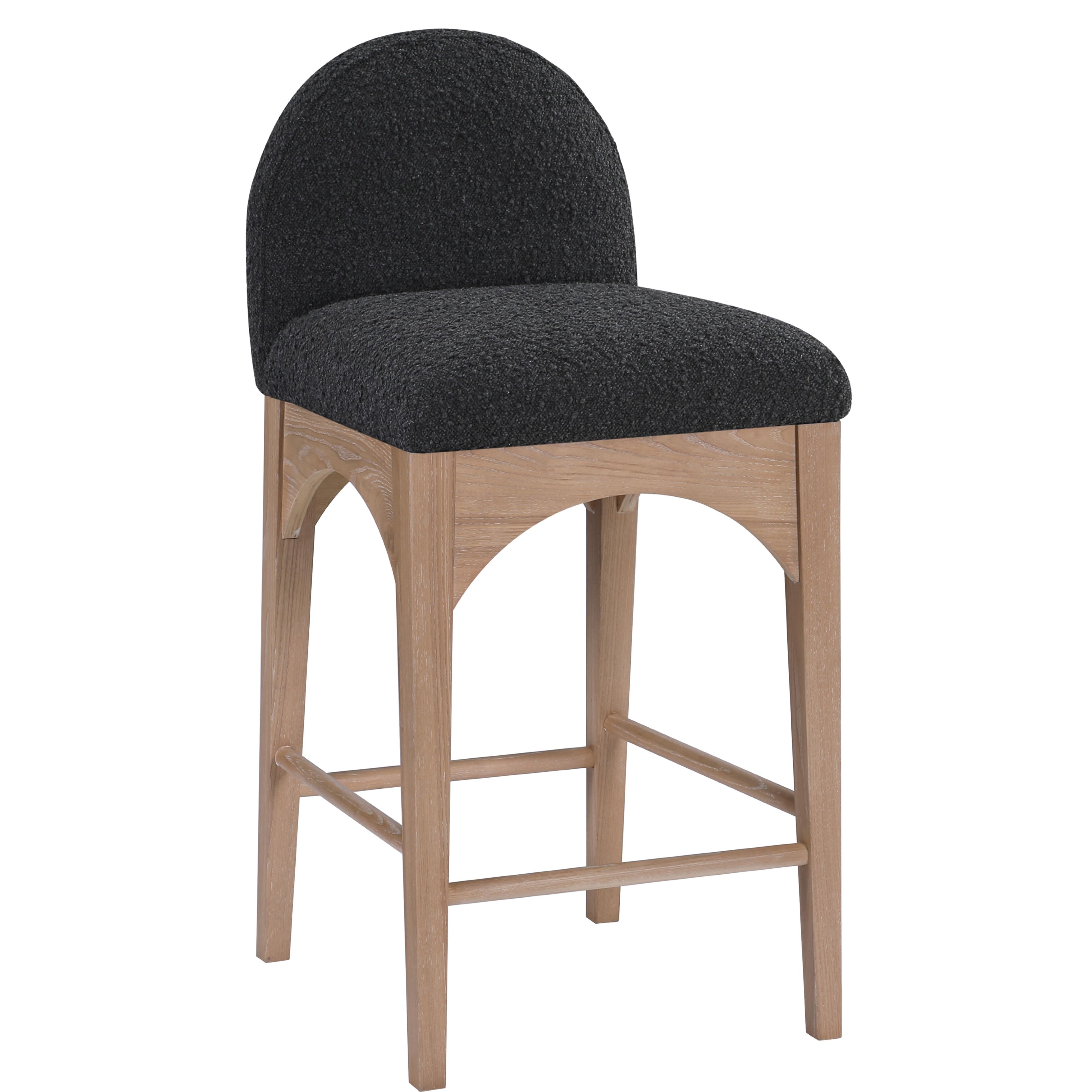 Meridian Waldorf Black Boucle Fabric Stool