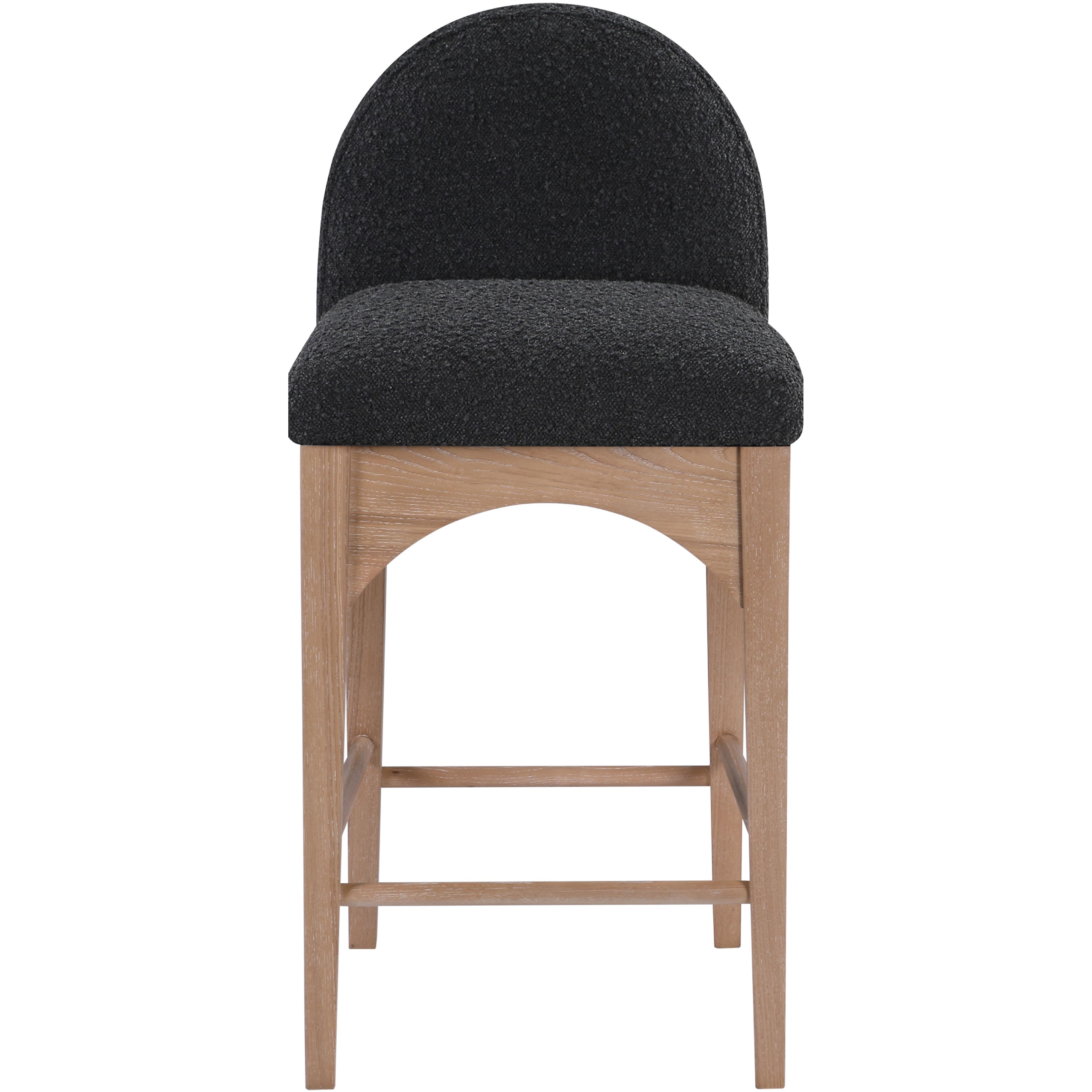 Meridian Waldorf Black Boucle Fabric Stool