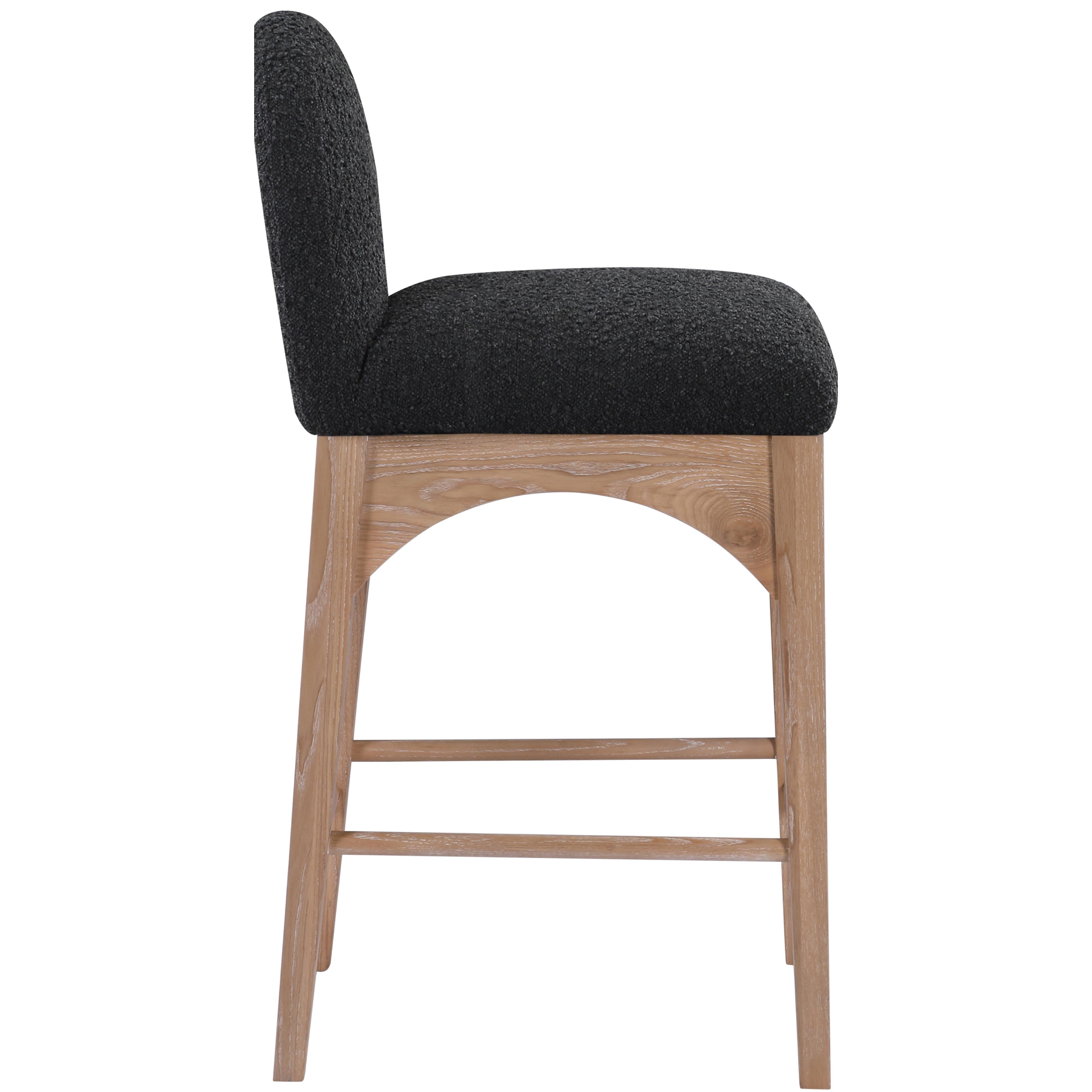 Meridian Waldorf Black Boucle Fabric Stool