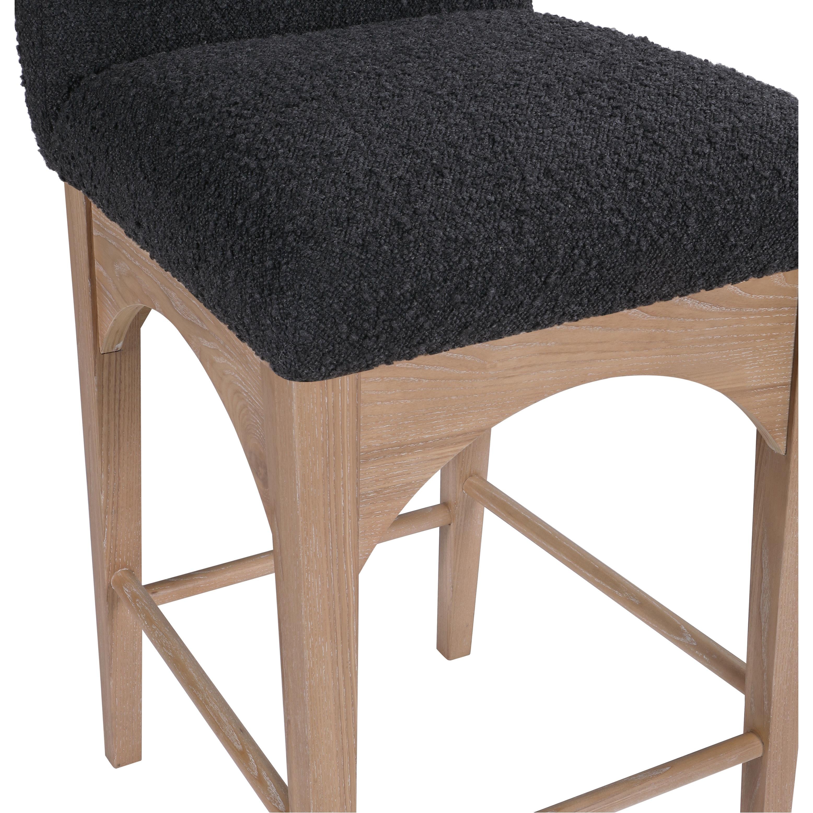 Meridian Waldorf Black Boucle Fabric Stool