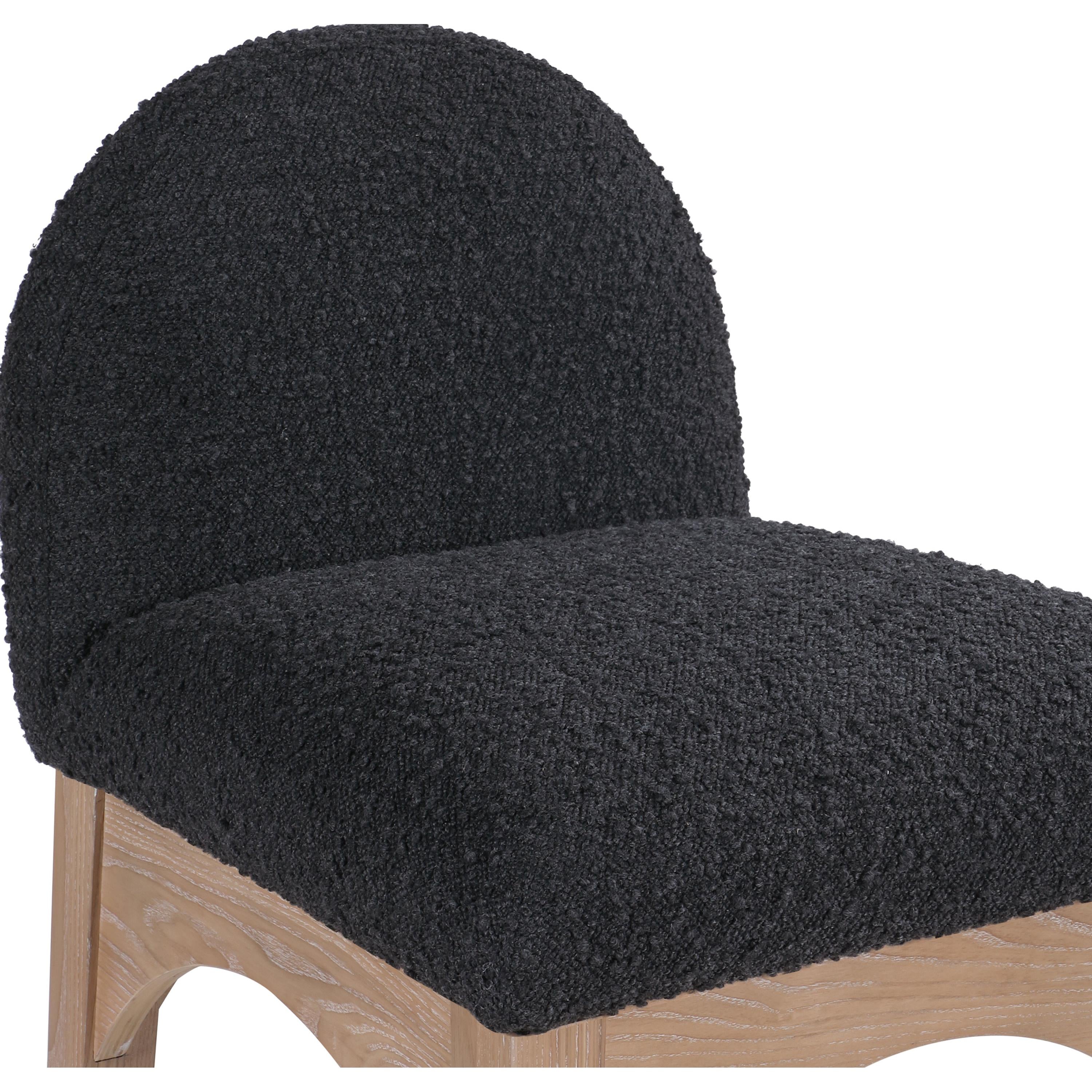 Meridian Waldorf Black Boucle Fabric Stool