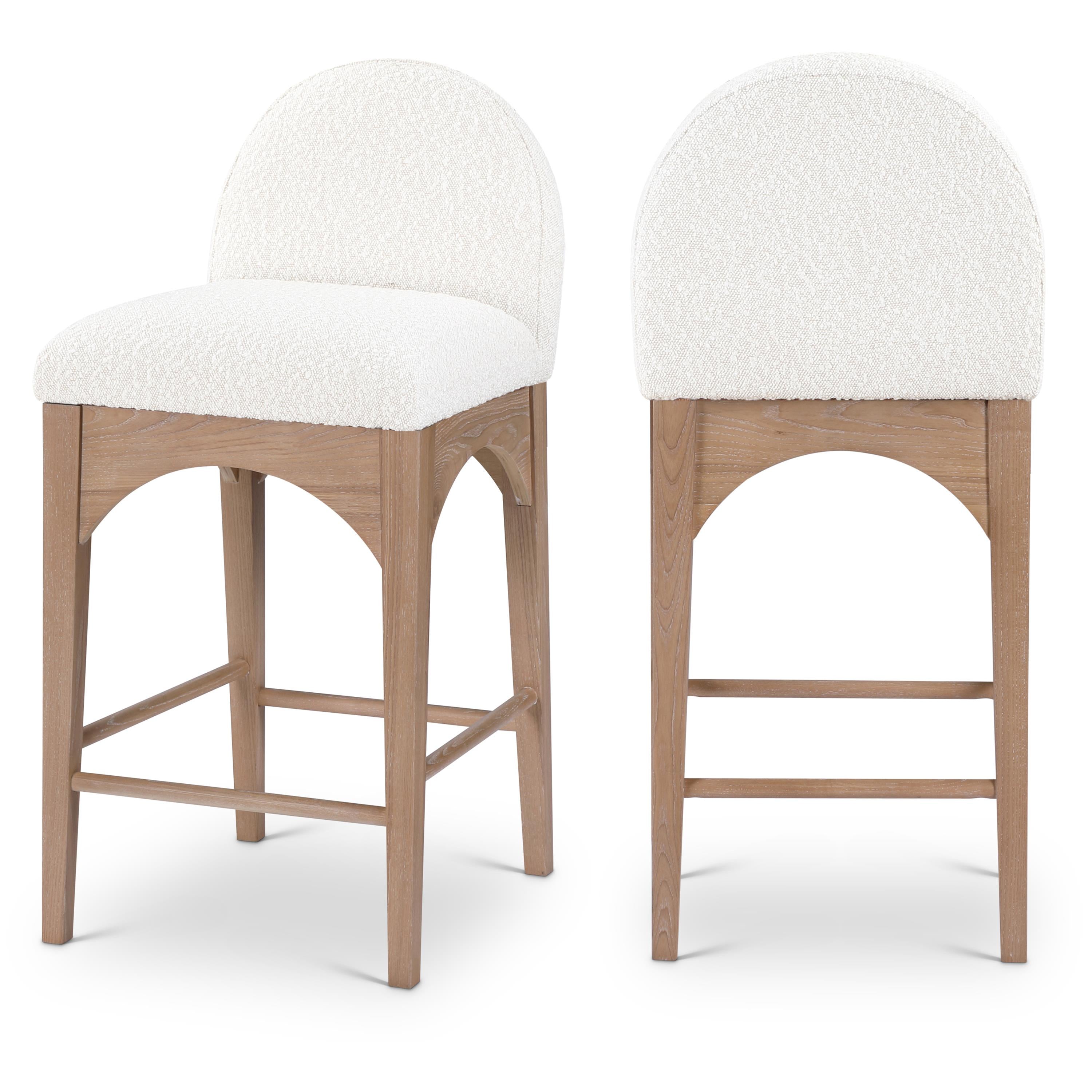 Meridian Waldorf Cream Boucle Fabric Stool