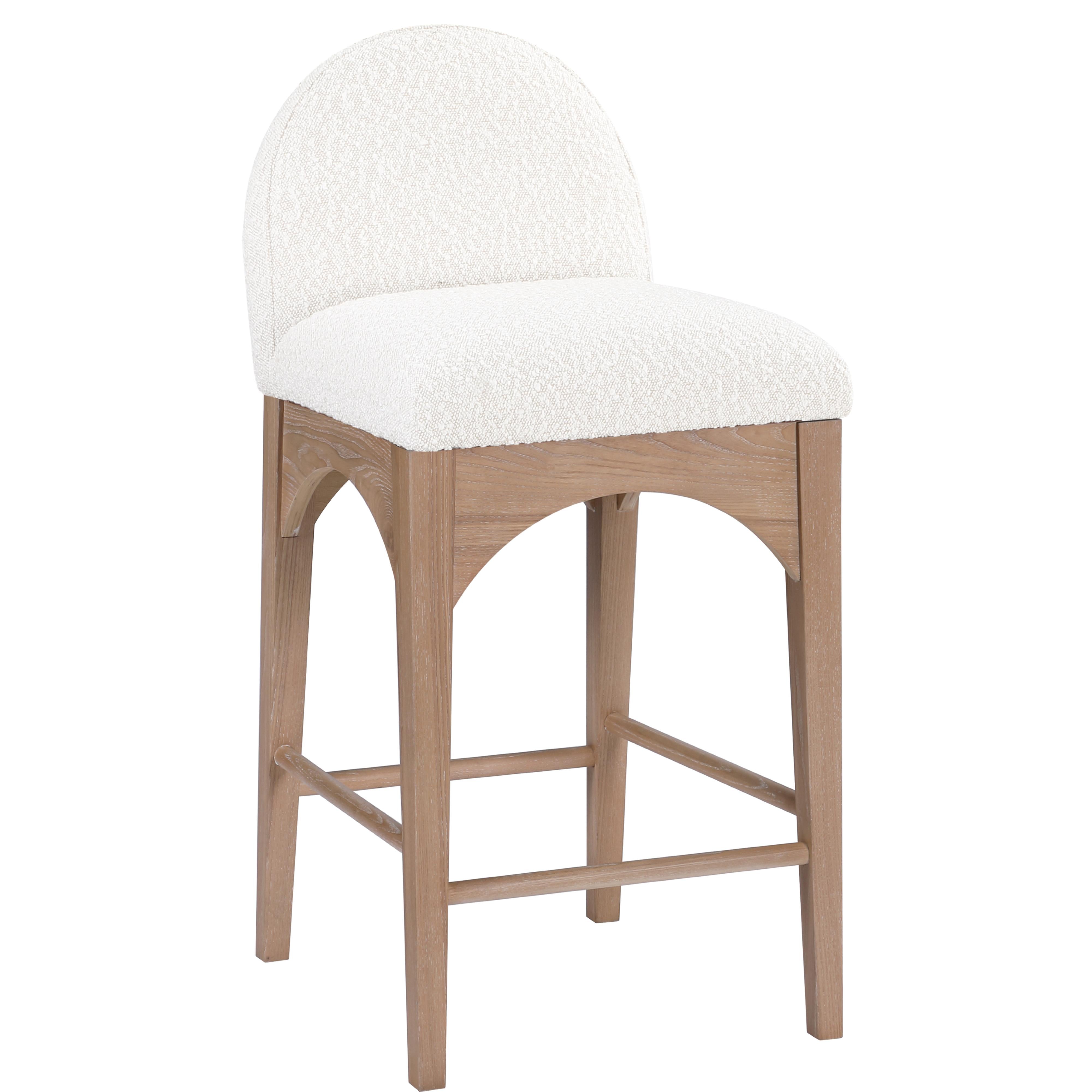 Meridian Waldorf Cream Boucle Fabric Stool