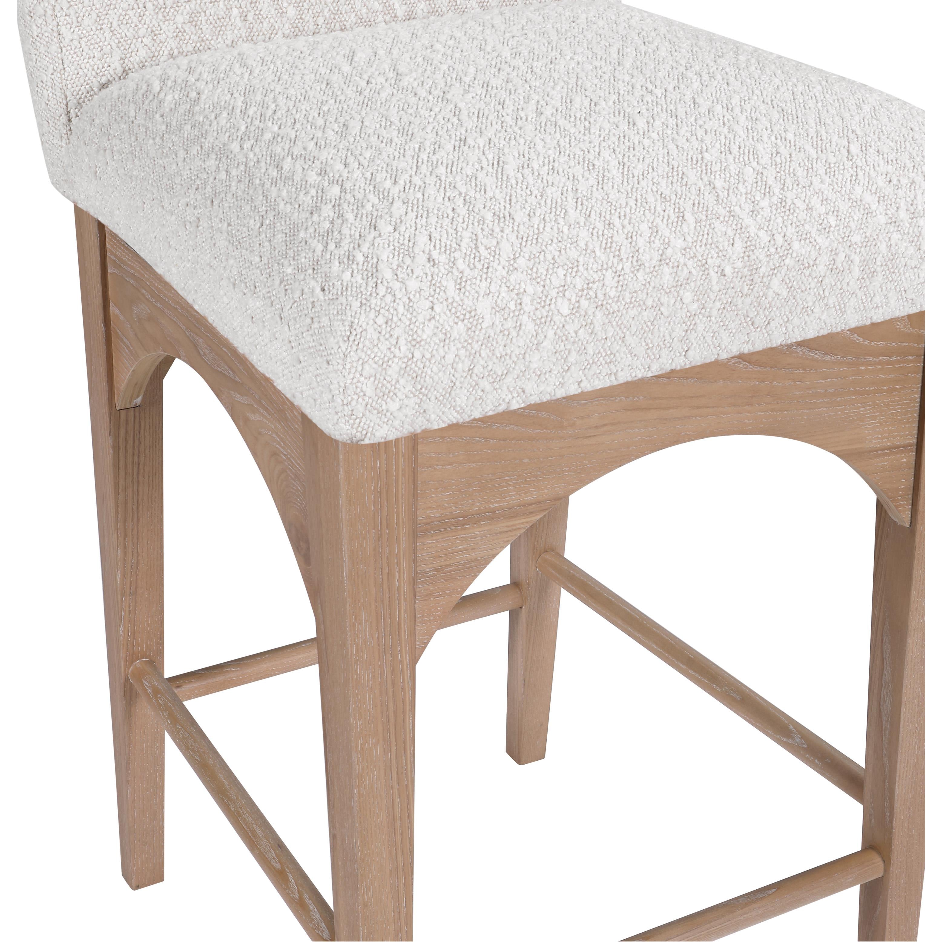 Meridian Waldorf Cream Boucle Fabric Stool