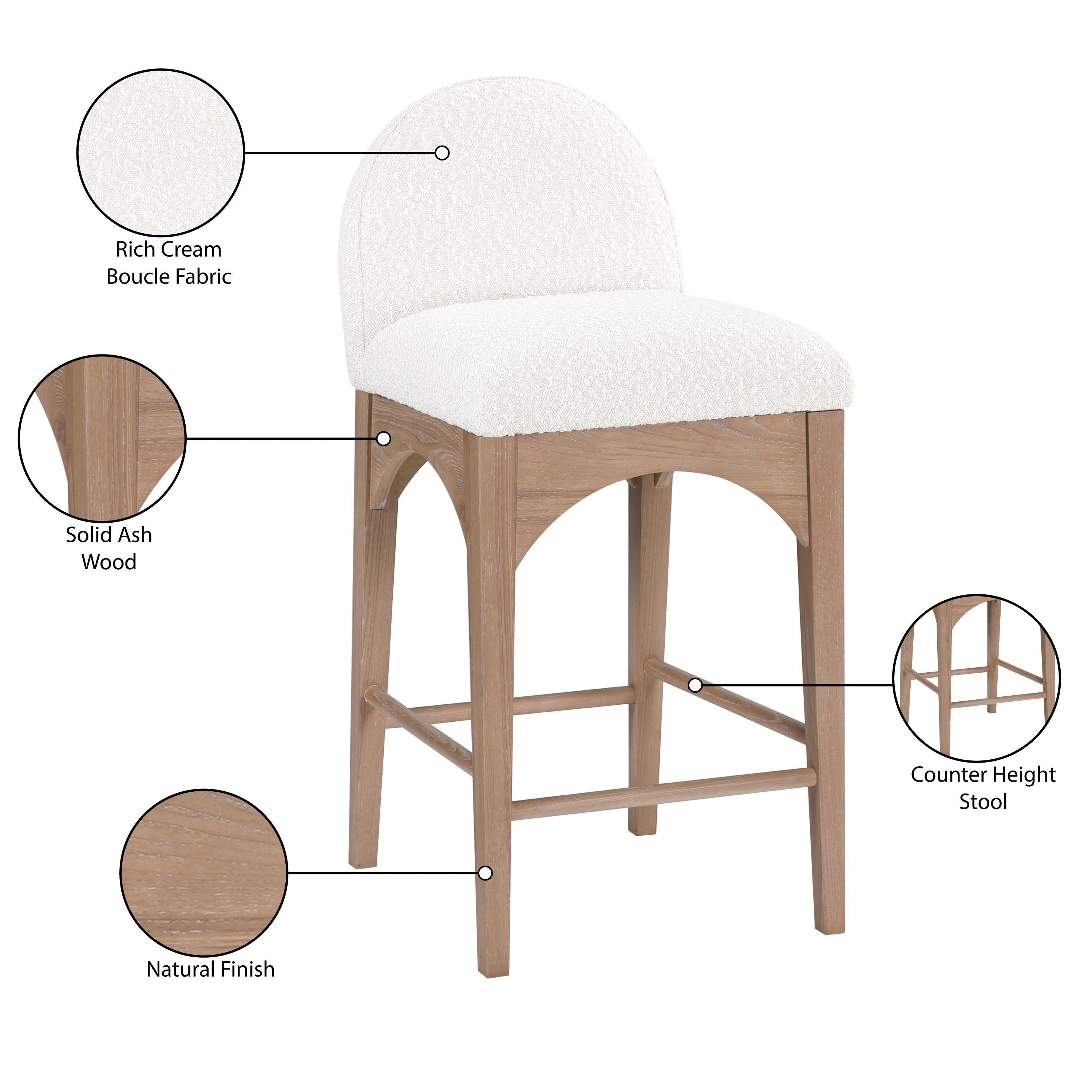 Meridian Waldorf Cream Boucle Fabric Stool