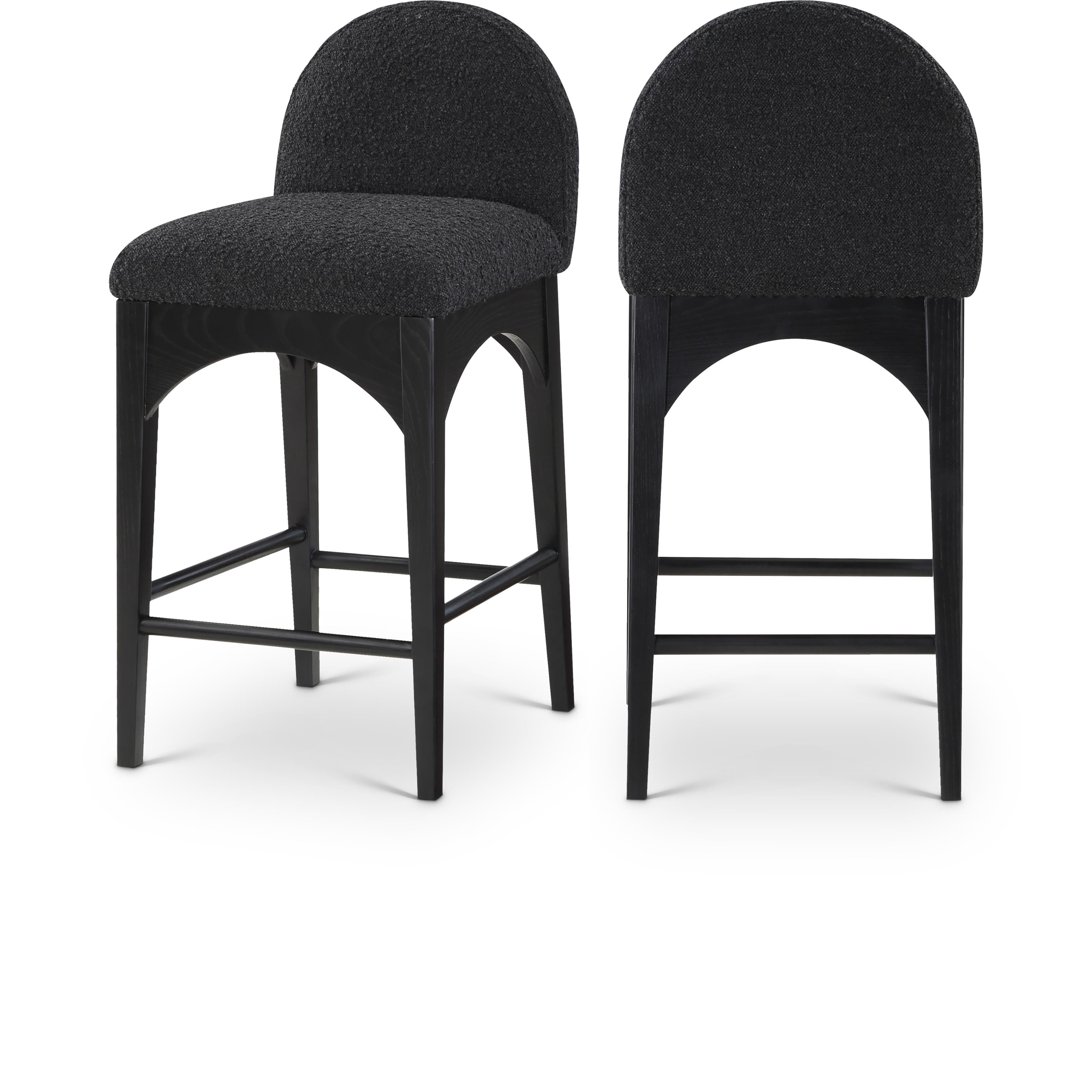 Meridian Waldorf Black Boucle Fabric Stool