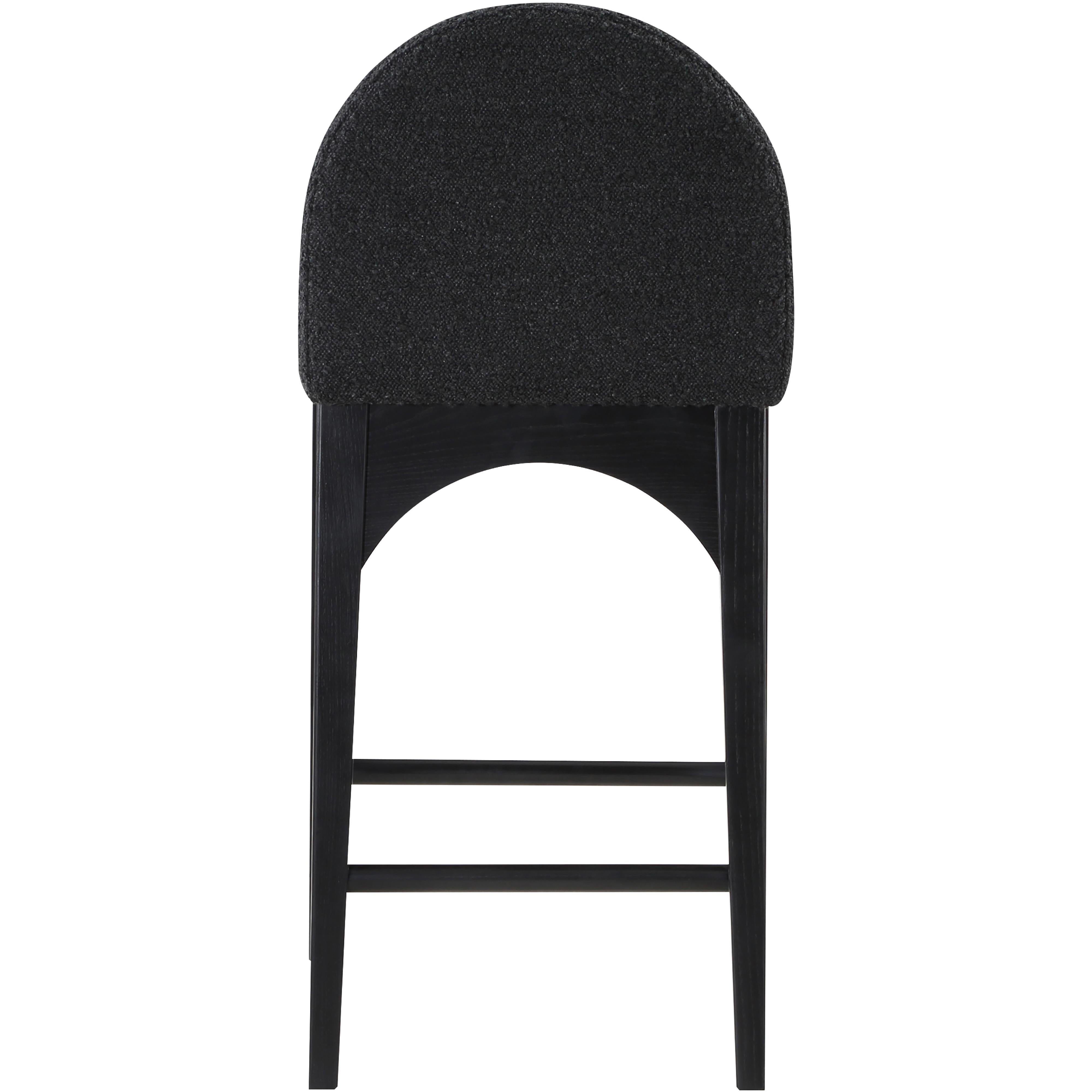 Meridian Waldorf Black Boucle Fabric Stool