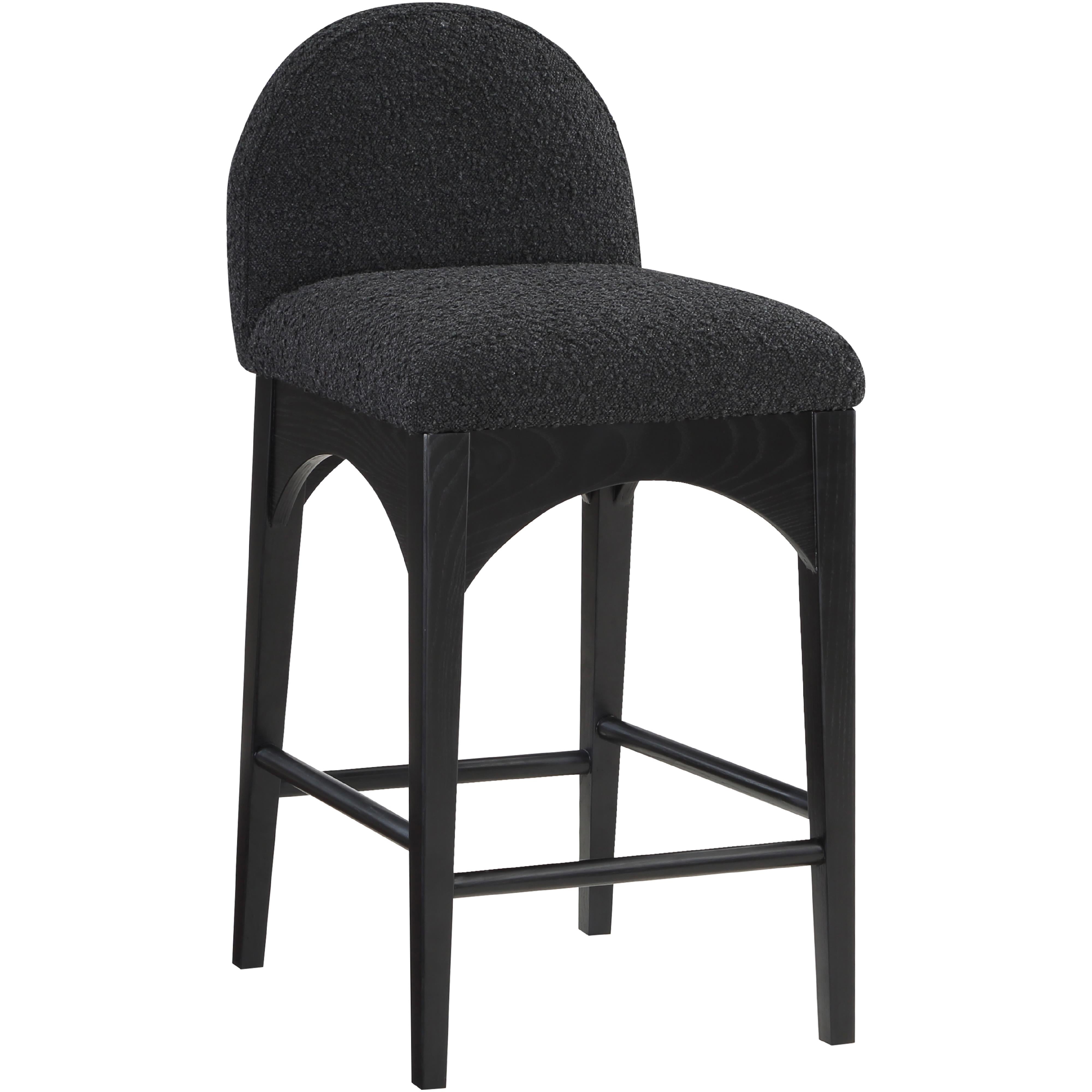 Meridian Waldorf Black Boucle Fabric Stool