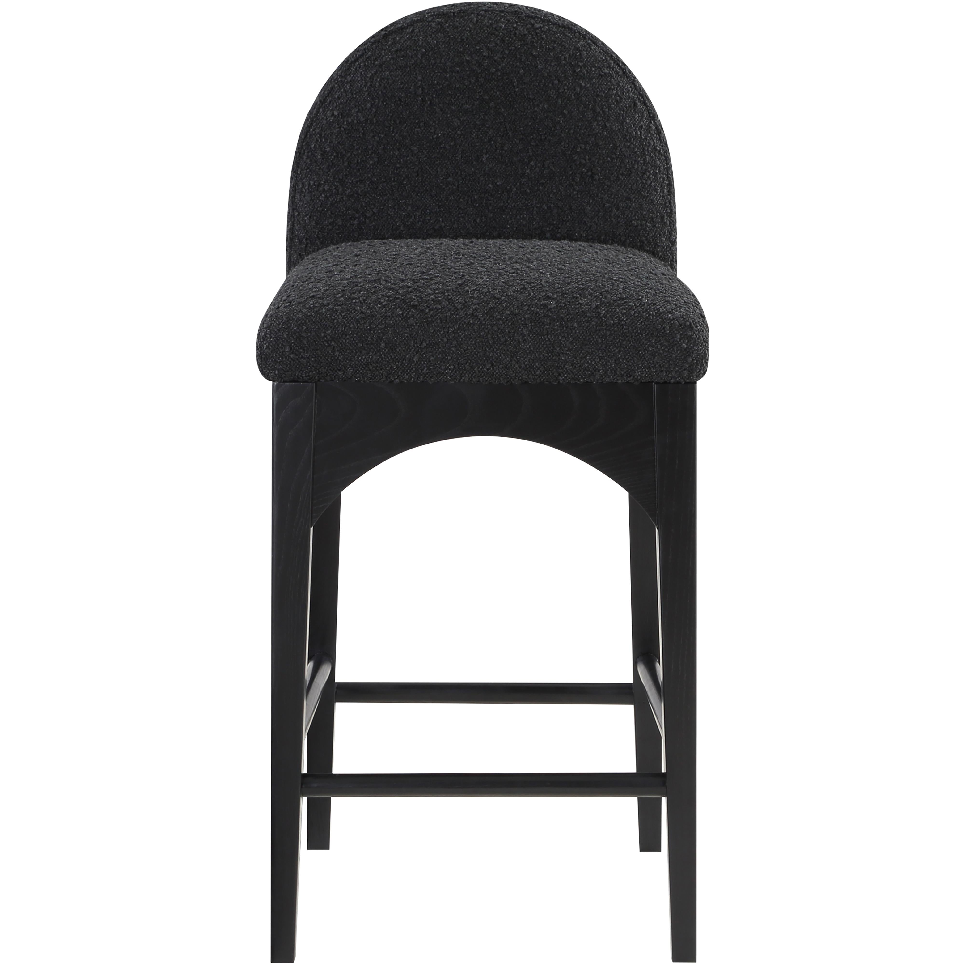 Meridian Waldorf Black Boucle Fabric Stool