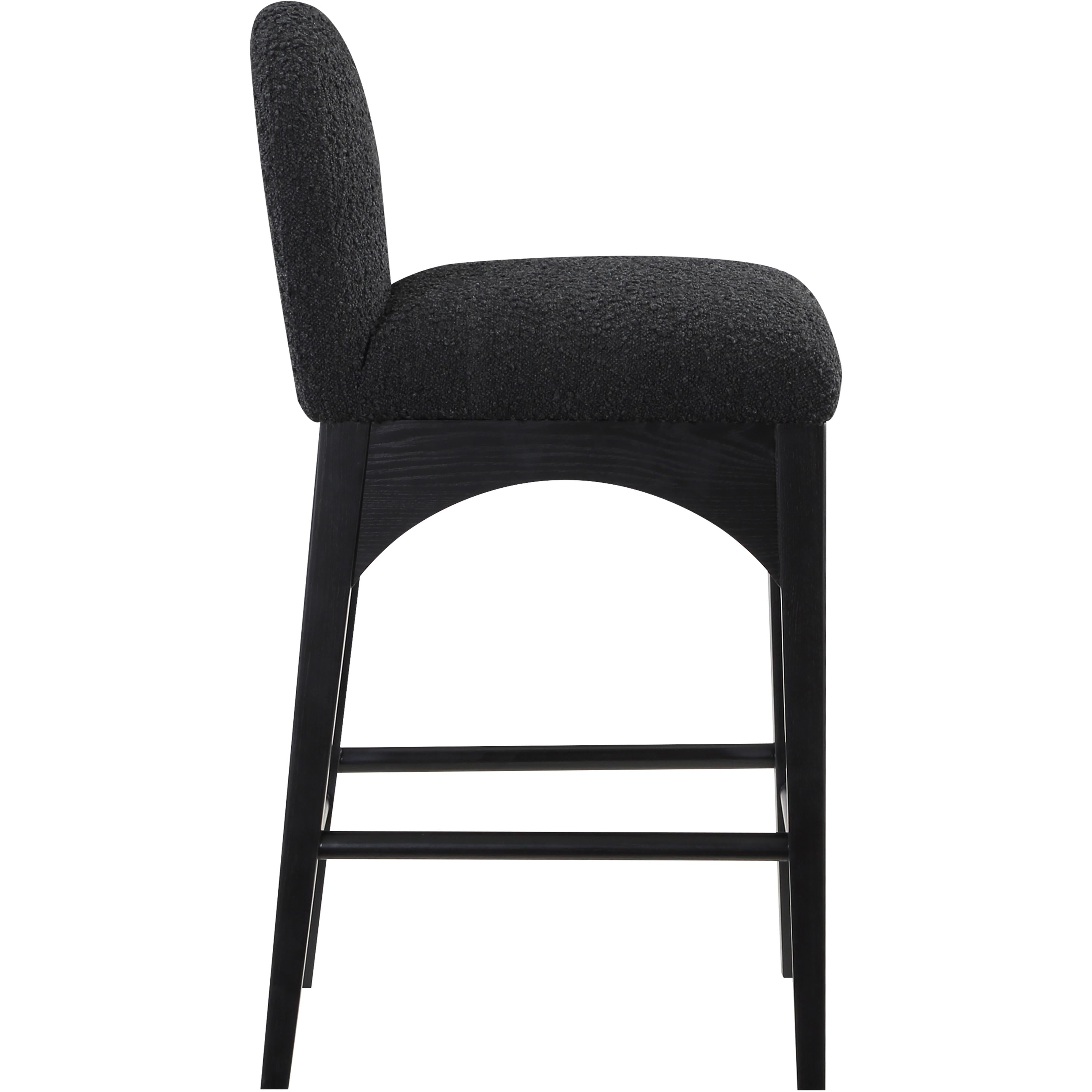 Meridian Waldorf Black Boucle Fabric Stool