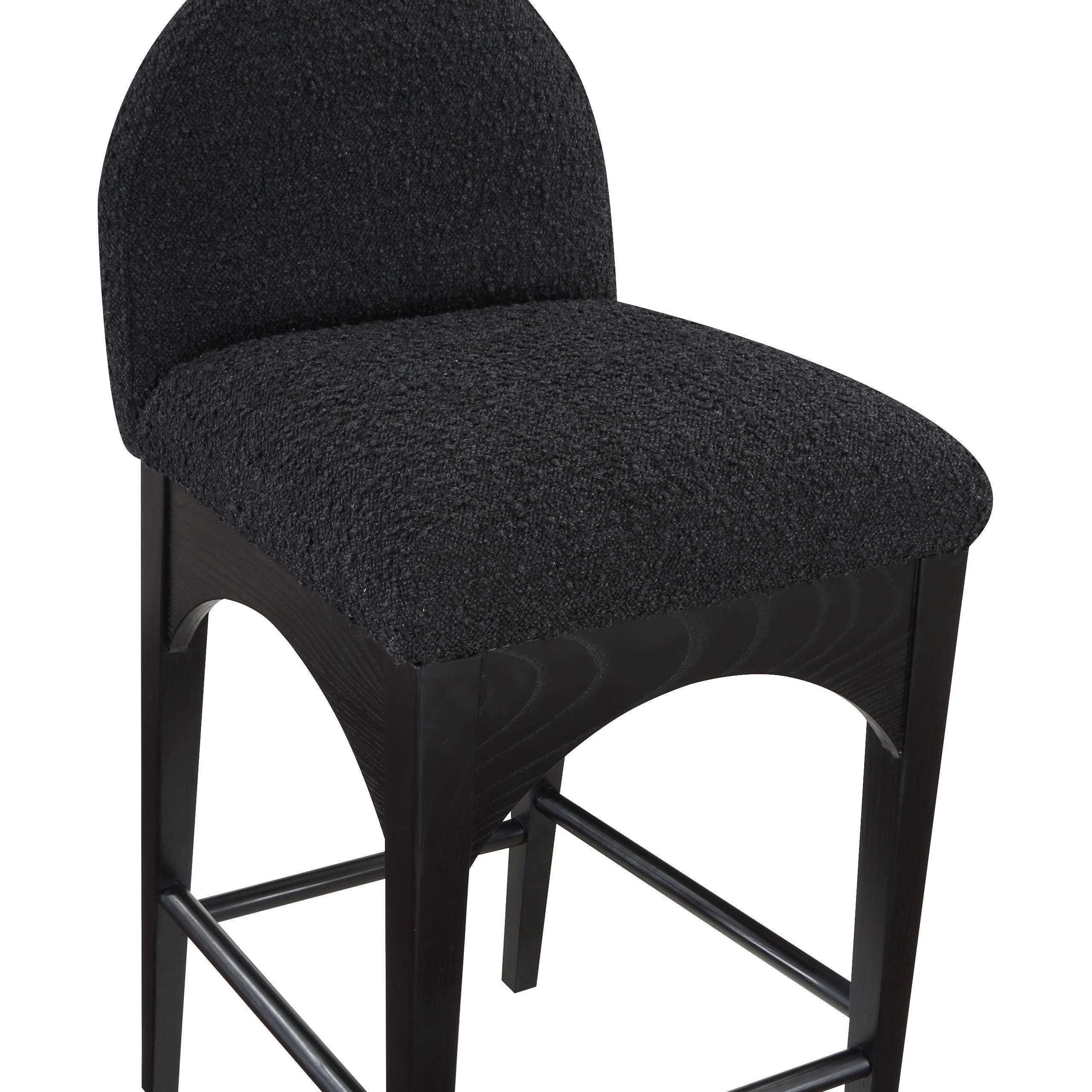 Meridian Waldorf Black Boucle Fabric Stool