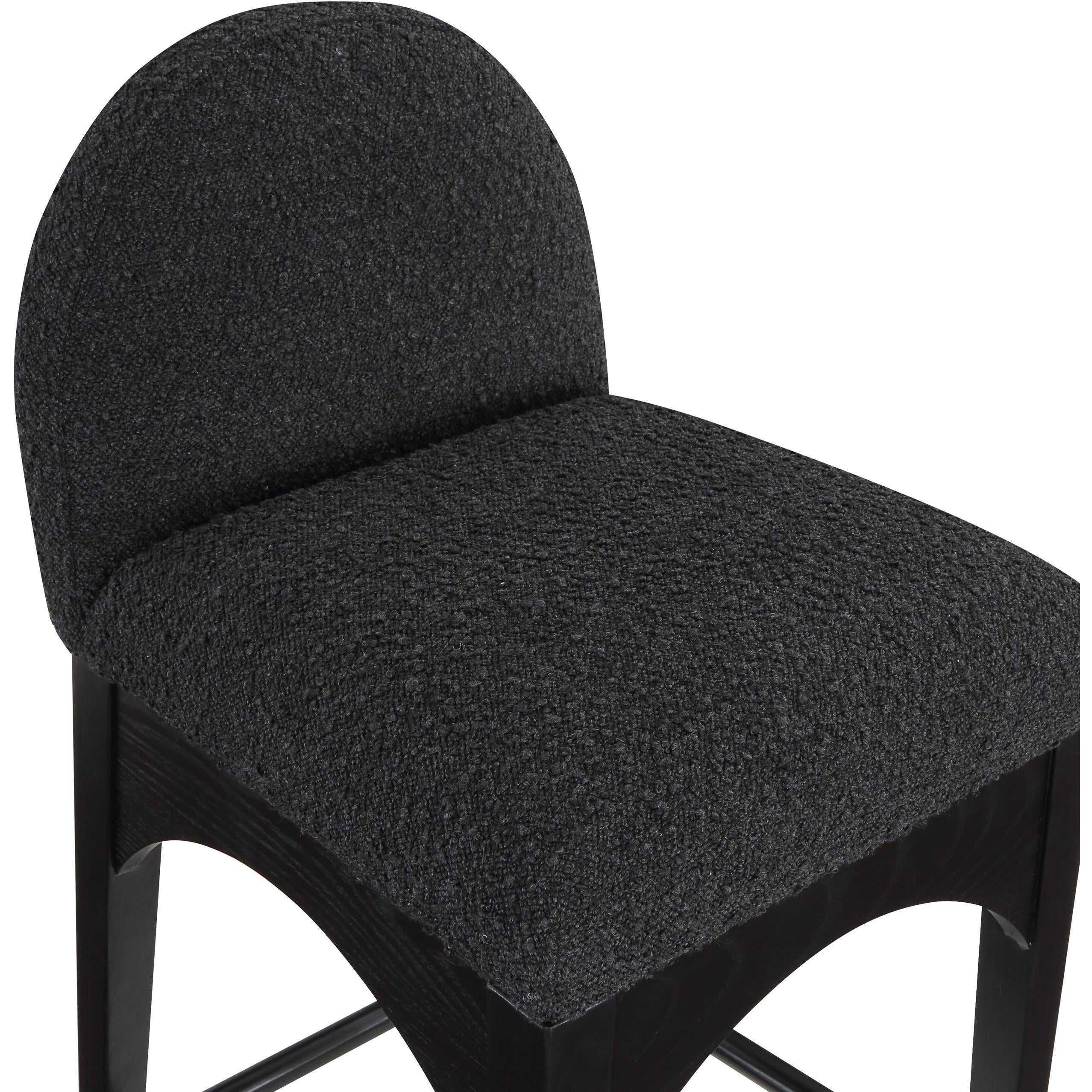 Meridian Waldorf Black Boucle Fabric Stool