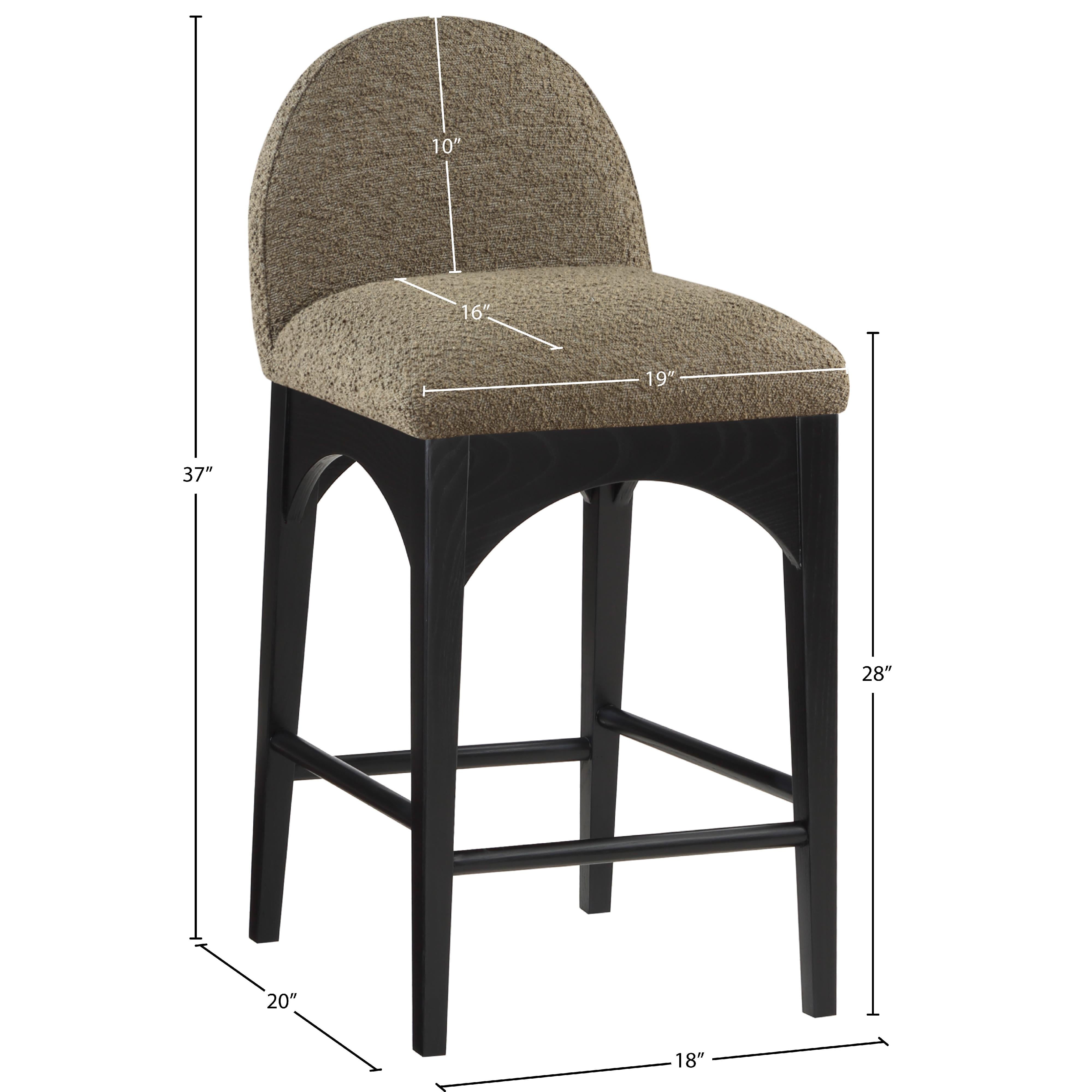 Meridian Waldorf Olive Boucle Fabric Stool