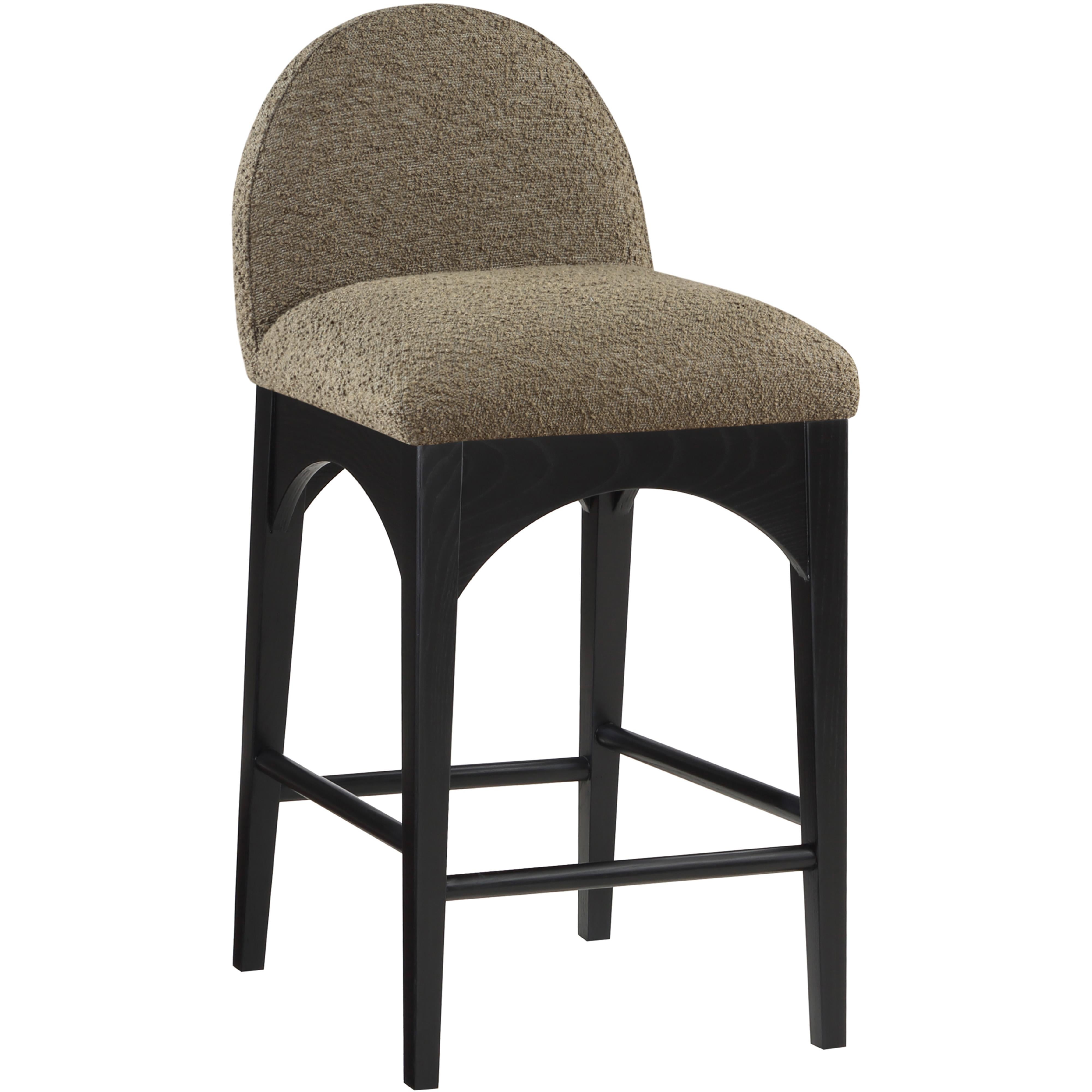 Meridian Waldorf Olive Boucle Fabric Stool