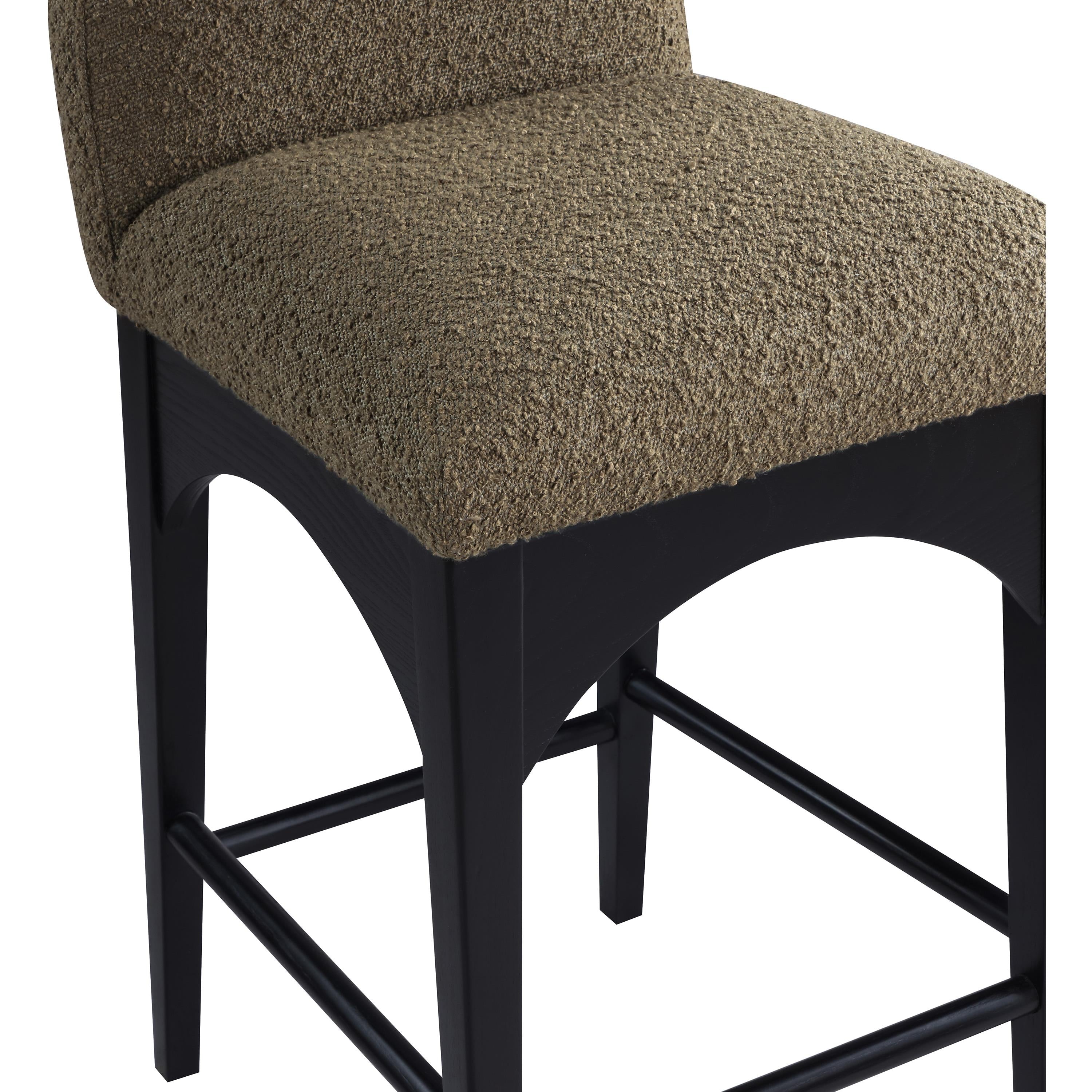 Meridian Waldorf Olive Boucle Fabric Stool