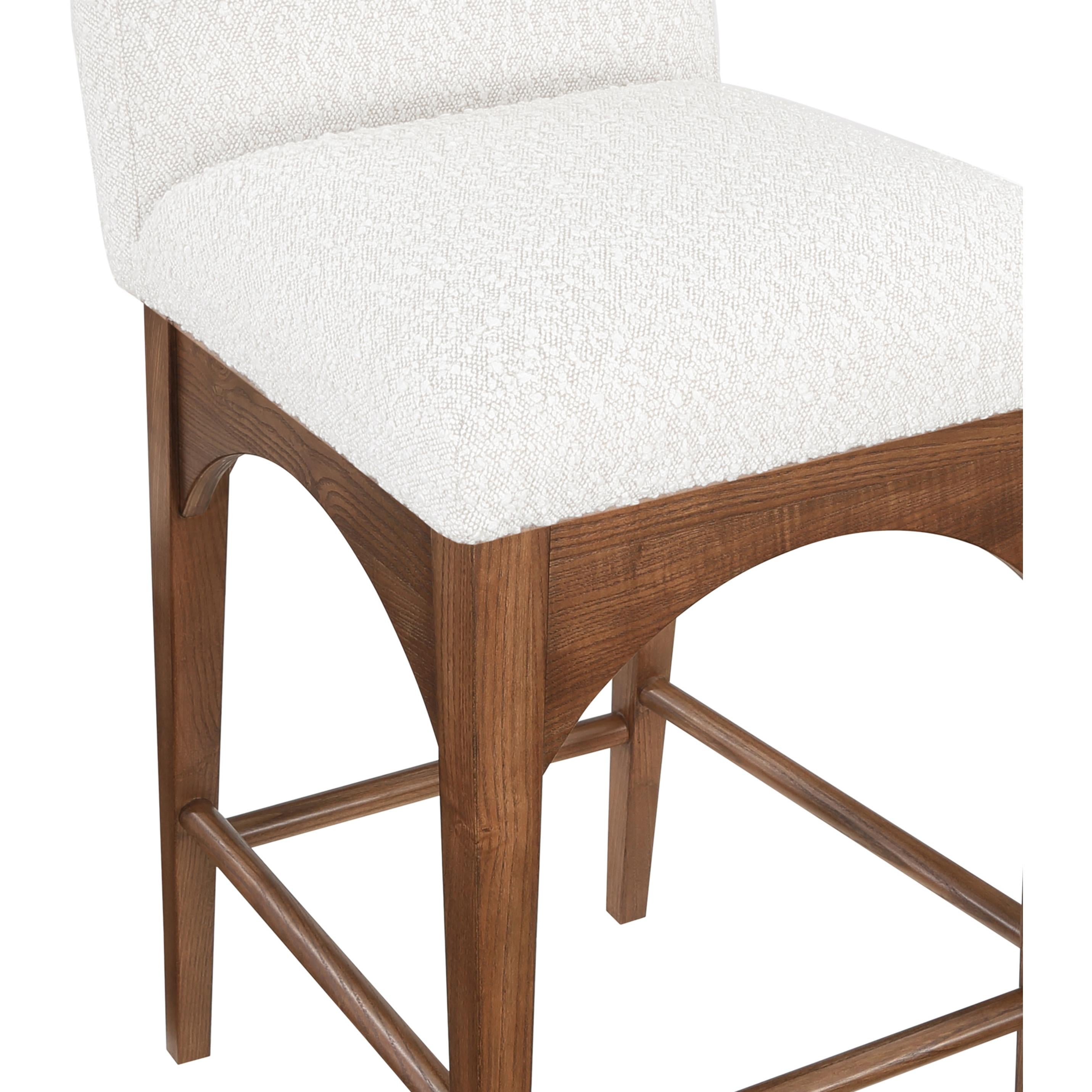 Meridian Waldorf Cream Boucle Fabric Stool