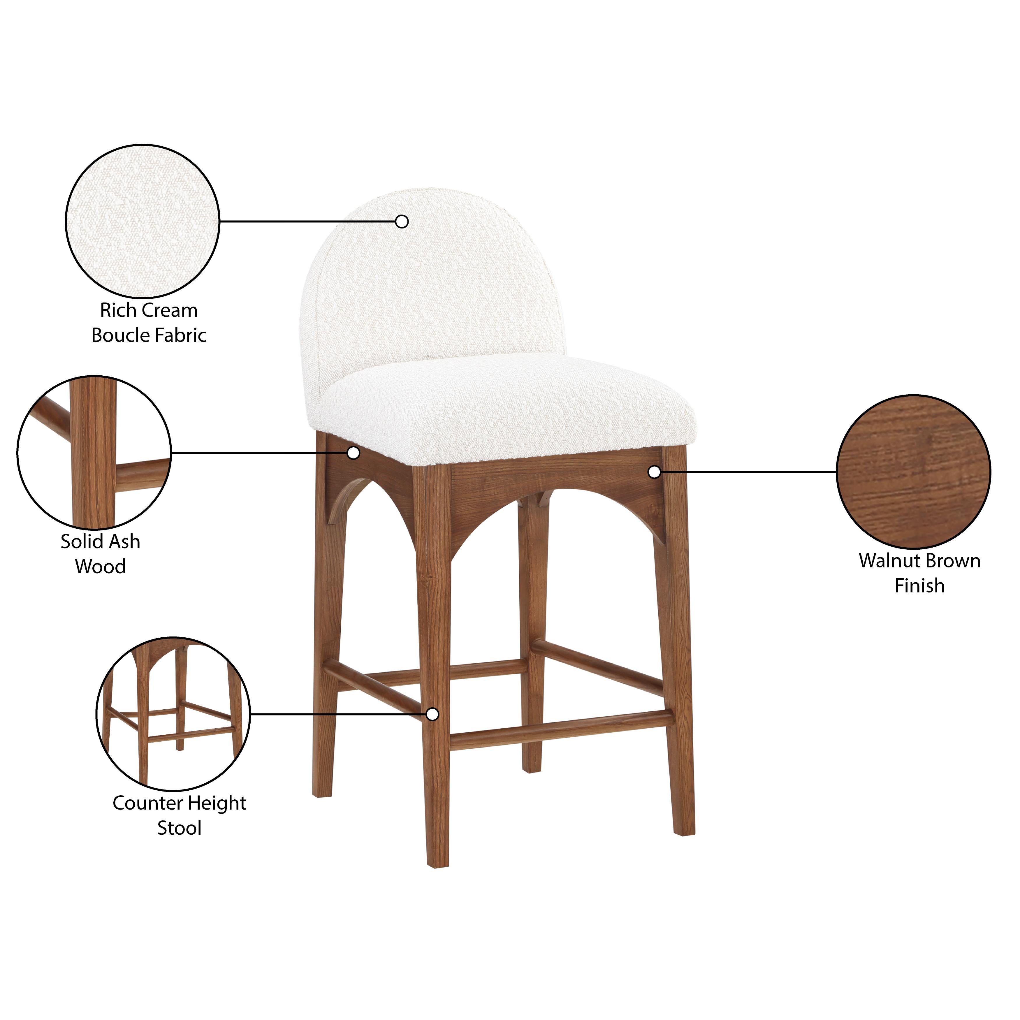 Meridian Waldorf Cream Boucle Fabric Stool