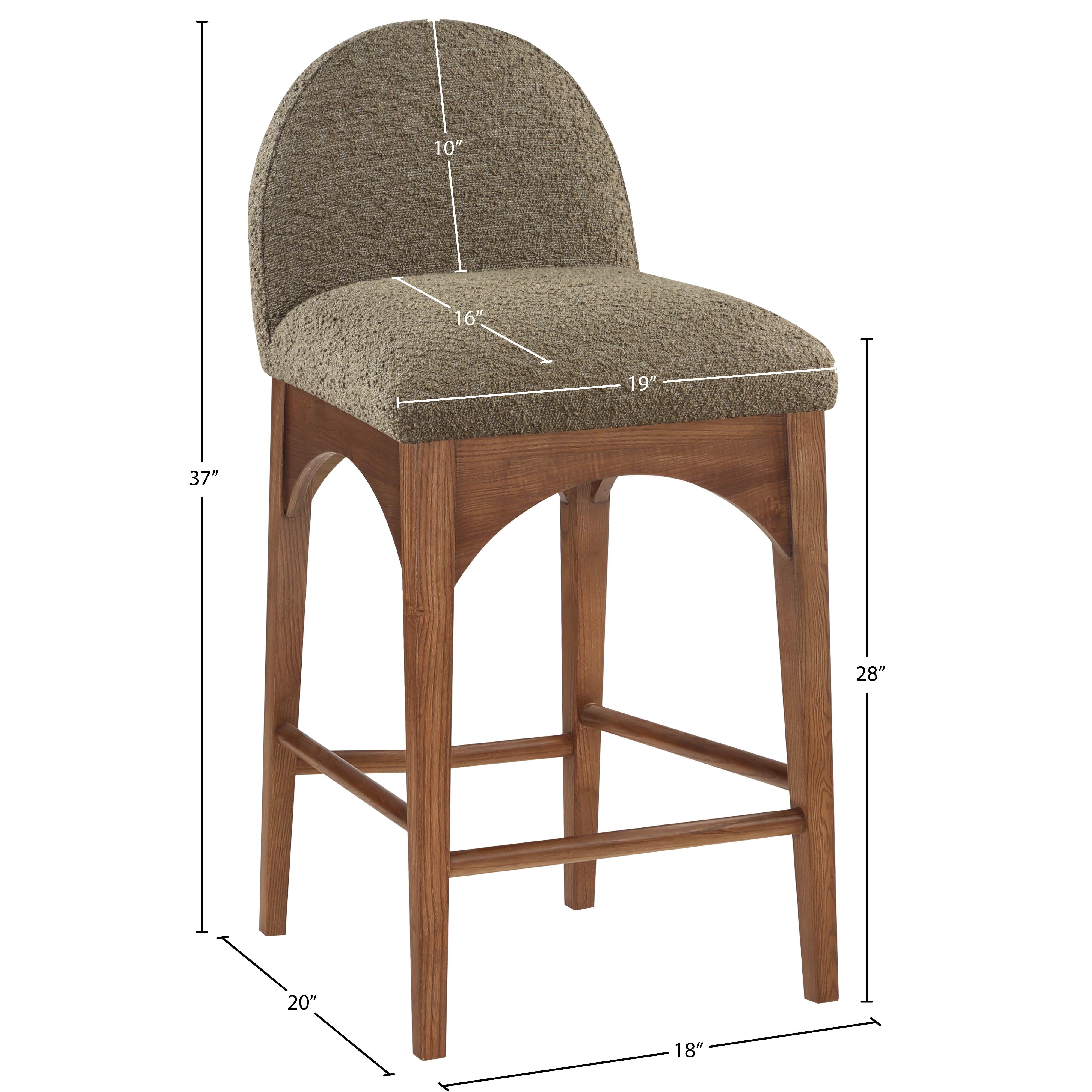 Meridian Waldorf Olive Boucle Fabric Stool