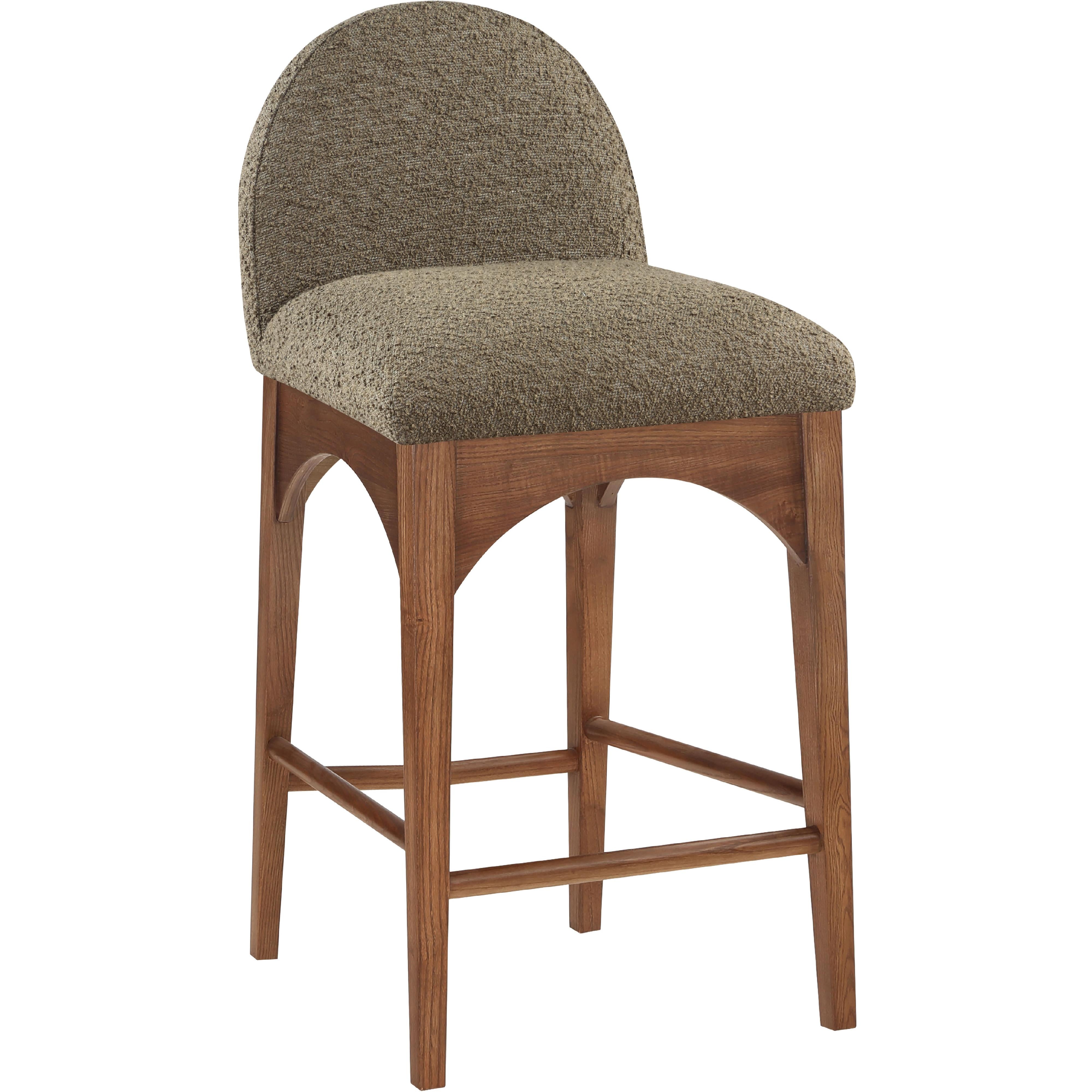 Meridian Waldorf Olive Boucle Fabric Stool