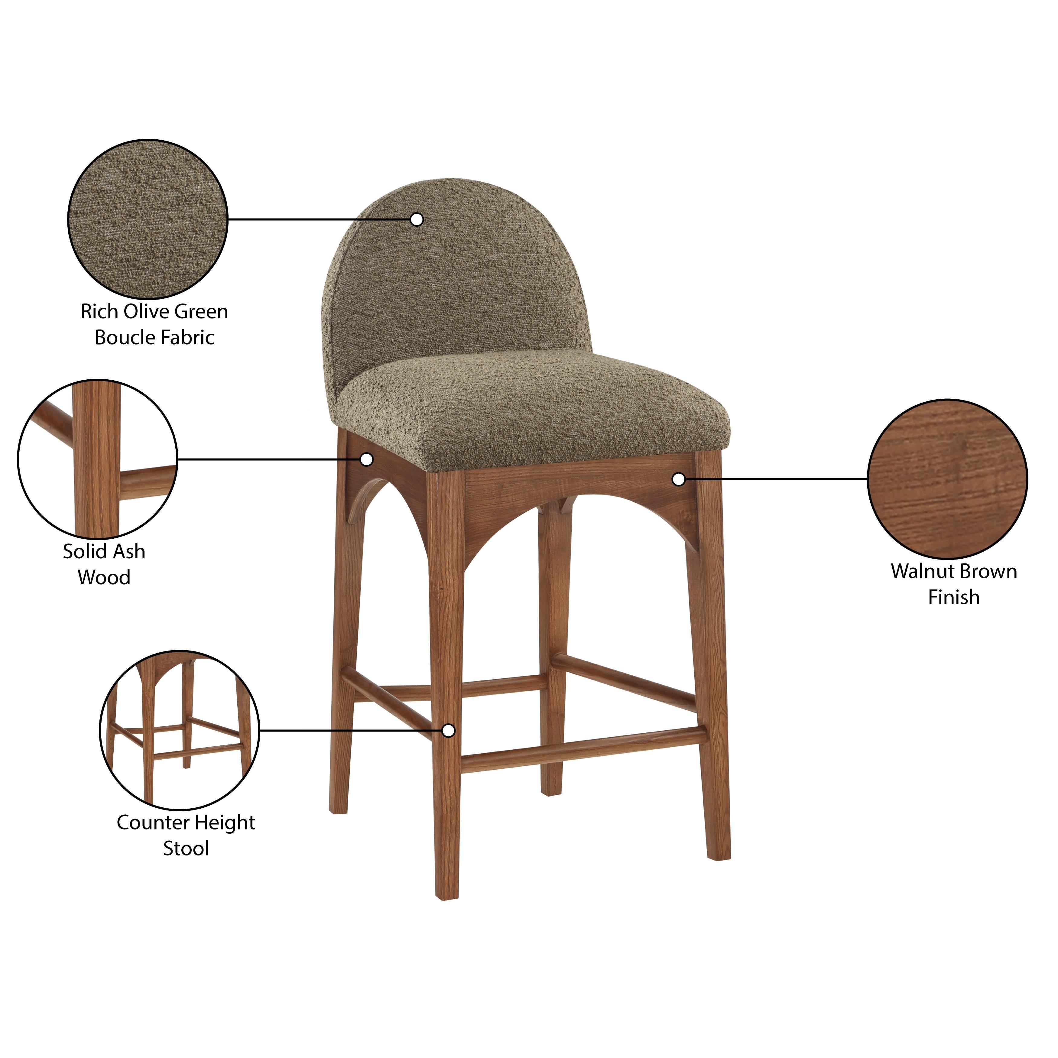 Meridian Waldorf Olive Boucle Fabric Stool