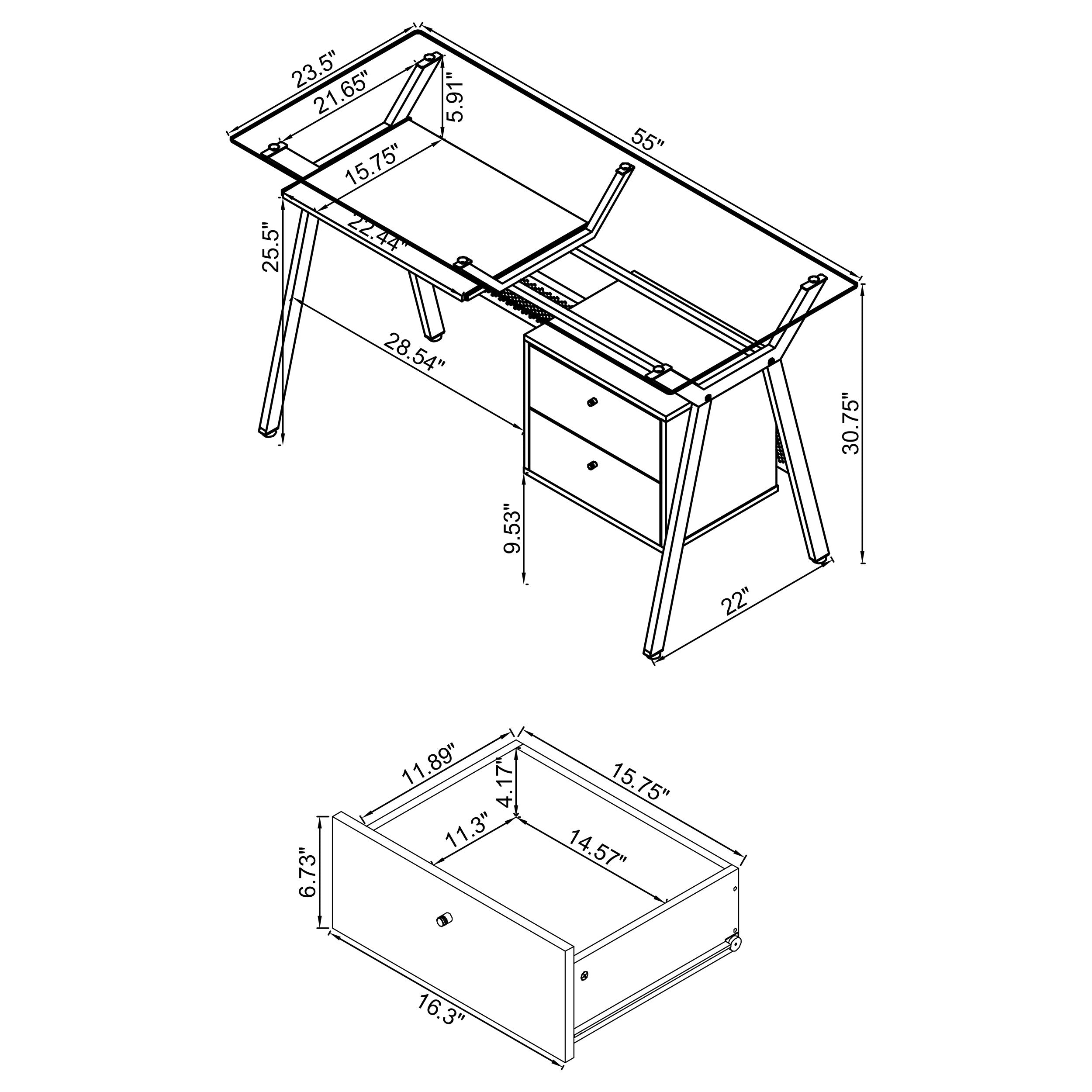 Weaving 2-drawer Computer Desk Black