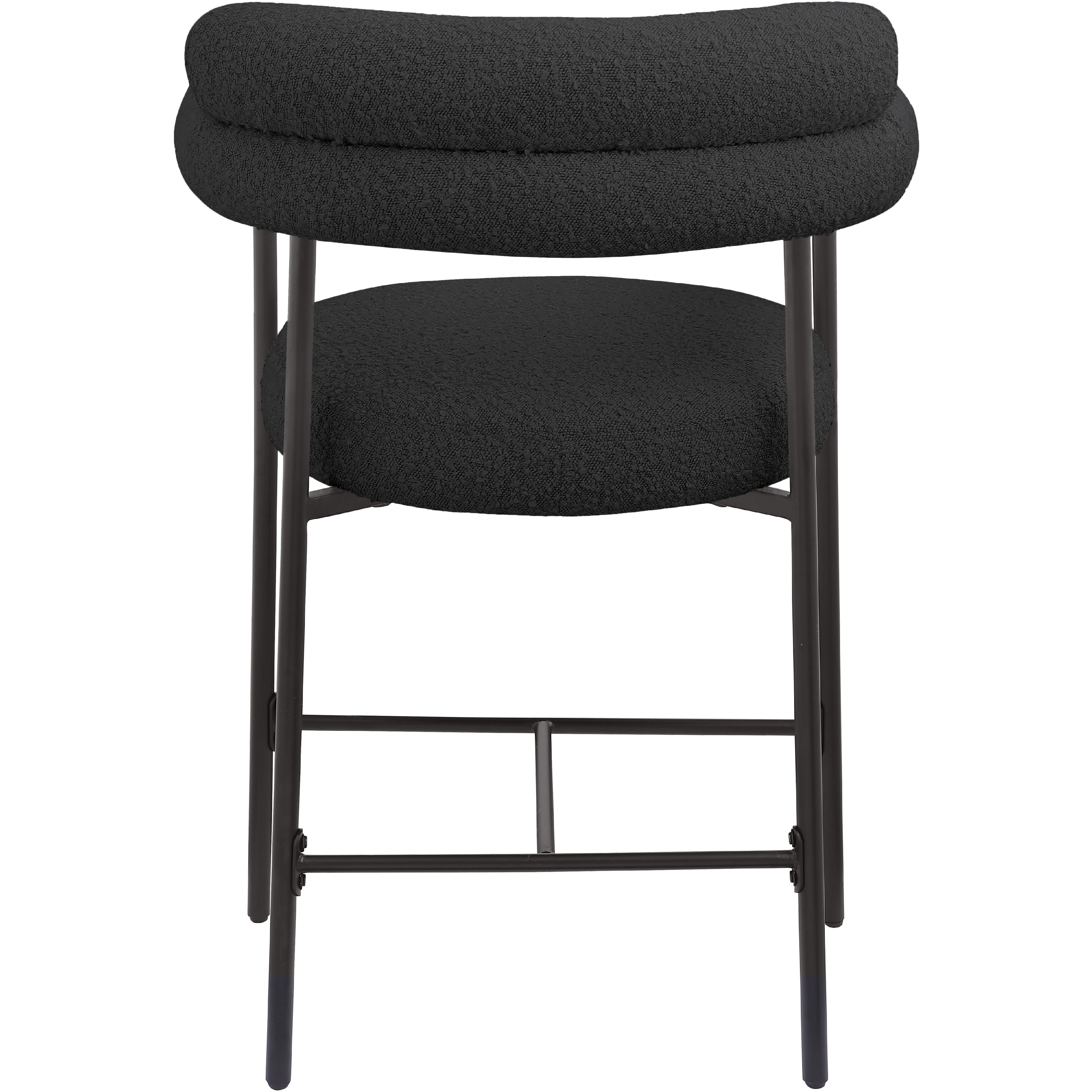 Meridian Blake Black Boucle Fabric Counter Stool