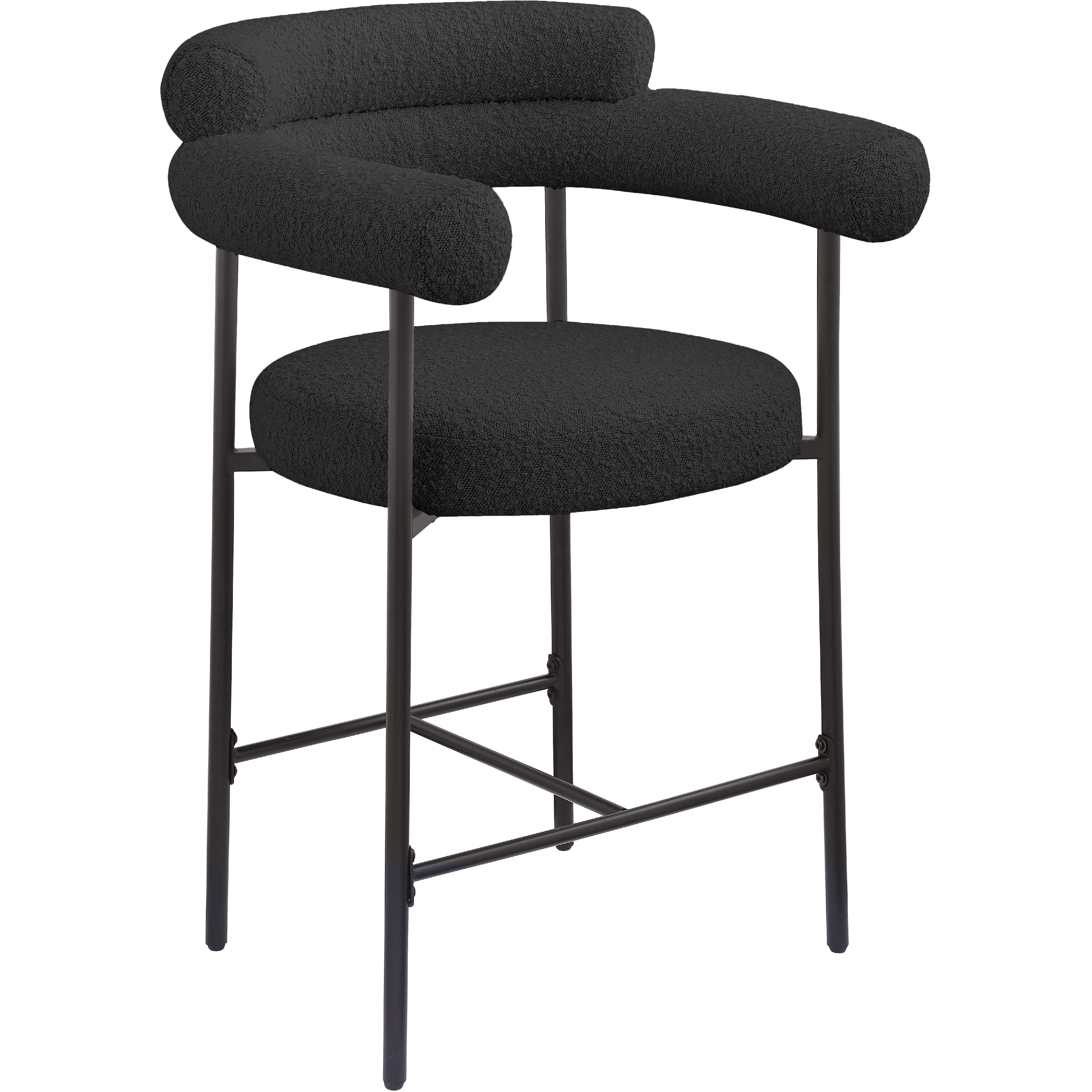 Meridian Blake Black Boucle Fabric Counter Stool